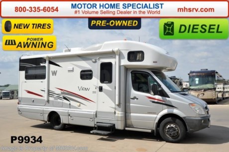 /OR 12/1/14 &lt;a href=&quot;http://www.mhsrv.com/winnebago-rvs/&quot;&gt;&lt;img src=&quot;http://www.mhsrv.com/images/sold-winnebago.jpg&quot; width=&quot;383&quot; height=&quot;141&quot; border=&quot;0&quot;/&gt;&lt;/a&gt;
Used Winnebago RV for Sale- 2010 Winnebago View 24J with slide, brand new tires and 73,222 miles. This RV is approximately 24 feet in length with a Mercedes Benz 154HP engine, Dodge chassis, power mirrors with heat, power windows, 3.2KW Onan diesel generator, power patio awning, slide-out room topper, gas/electric water heater, exterior shower, fiberglass roof with ladder, 5K lb. hitch, back up cam, convection microwave, cab over bunk, ducted roof A/C and LCD TV. For additional information and photos please visit Motor Home Specialist at www.MHSRV .com or call 800-335-6054.