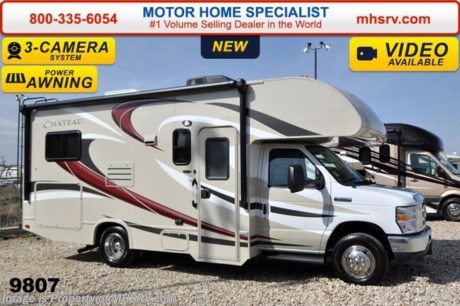/OK 11-5-15 &lt;a href=&quot;http://www.mhsrv.com/thor-motor-coach/&quot;&gt;&lt;img src=&quot;http://www.mhsrv.com/images/sold-thor.jpg&quot; width=&quot;383&quot; height=&quot;141&quot; border=&quot;0&quot;/&gt;&lt;/a&gt;
#1 Volume Selling Motor Home Dealer in the World. MSRP $83,721. New 2015 Thor Motor Coach Chateau Class C RV. Model 22E with Ford E-350 chassis &amp; Ford Triton V-10 engine. This unit measures approximately 23 feet 11 inches in length. Optional equipment includes the amazing HD-Max color exterior, cabover entertainment center with 39&quot; TV &amp; soundbar, convection microwave, leatherette U-shaped dinette, child safety tether, exterior shower, heated holding tanks, second auxiliary battery, wheel liners, valve stem extenders, keyless entry, spare tire, back-up monitor, heated remote exterior mirrors with integrated side view cameras, leatherette driver &amp; passenger chairs, cockpit carpet mat and wood dash appliqu&#233;. The Chateau Class C RV has an incredible list of standard features for 2015 including Mega exterior storage, power windows and locks, gas/electric water heater, large TV on a swivel in the over head cab (N/A with cab over entertainment center), auto transfer switch, power patio awning with integrated LED lighting, double door refrigerator, skylight, 4000 Onan Micro Quiet generator, slick fiberglass exterior, full extension drawer glides, roof ladder, bedspread &amp; pillow shams, power vent and much more. FOR ADDITIONAL INFORMATION, PHOTOS &amp; VIDEOS Please visit Motor Home Specialist at  MHSRV .com or Call 800-335-6054. At Motor Home Specialist we DO NOT charge any prep or orientation fees like you will find at other dealerships. All sale prices include a 200 point inspection, interior &amp; exterior wash &amp; detail of vehicle, a thorough coach orientation with an MHS technician, an RV Starter&#39;s kit, a nights stay in our delivery park featuring landscaped and covered pads with full hook-ups and much more! Read From Thousands of Testimonials at MHSRV .com and See What They Had to Say About Their Experience at Motor Home Specialist. WHY PAY MORE?...... WHY SETTLE FOR LESS? 