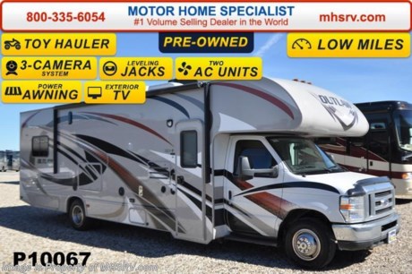 /CA 1/1/15 &lt;a href=&quot;http://www.mhsrv.com/thor-motor-coach/&quot;&gt;&lt;img src=&quot;http://www.mhsrv.com/images/sold-thor.jpg&quot; width=&quot;383&quot; height=&quot;141&quot; border=&quot;0&quot; /&gt;&lt;/a&gt;
Used 2014 Thor Motor Coach Outlaw Toy Hauler. Model 29H with slide-out, Ford E-450 chassis, 6.8L V-10 engine with 305 HP and 420 lb-ft torque, 5,000K lb. hitch, measures approximately 30 feet 9 inches in length, exterior entertainment center, fully automatic hydraulic leveling jacks, holding tanks with heat pads, large swivel TV with DVD player in the cab over bunk area, power patio awning, exterior shower, heated exterior mirrors, 3 camera monitoring system, valve stem extenders, 3 burner range, convection microwave, flat panel TV with DVD player in the garage, 4.0 Micro Quiet Onan generator, gas/electric water heater and much more. For additional information and photos please visit Motor Home Specialist at www.MHSRV .com or call 800-335-6054.