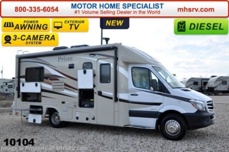 /TX 6-30-15 &lt;a href=&quot;http://www.mhsrv.com/coachmen-rv/&quot;&gt;&lt;img src=&quot;http://www.mhsrv.com/images/sold-coachmen.jpg&quot; width=&quot;383&quot; height=&quot;141&quot; border=&quot;0&quot;/&gt;&lt;/a&gt;
 Family Owned &amp; Operated and the #1 Volume Selling Motor Home Dealer in the World as well as the #1 Coachmen Dealer in the World. MSRP $118,728. New 2015 Coachmen Prism B+ Sprinter Diesel. Model 24J. This RV measures approximately 24 feet 10 inches in length with slide-out room.  Optional equipment includes the Banner Package featuring a back up camera &amp; monitor, satellite radio, power awning, stainless steel wheel liners, euro style refrigerator, cook top with glass cover, LED lights, exterior entertainment center, woodgrain dash applique, upgraded swivel pilot &amp; passenger seats, power skylight/roof vent, roller bearing drawer glides, rear stabilizers, Travel Easy Roadside Assistance &amp; exterior privacy windshield cover. Additional options include a Onan diesel generator, side slide-out awning, upgraded 15,000 BTU A/C with heat pump, side view cameras, exterior camp table as well as dual pane tinted windows and a knife valve at tank, both included in the Camping Cozy package. The Prism&#39;s impressive list of standards include a 3.0L V-6 turbo diesel engine, sunroof with night shade, hardwood cabinet doors, MCD roller shades, coach TV with DVD player, convection microwave, power vent, water heater, heated tanks, exterior shower and much more. For additional coach information, brochure, window sticker, videos, photos, Prism customer reviews &amp; testimonials please visit Motor Home Specialist at MHSRV .com or call 800-335-6054. At MHS we DO NOT charge any prep or orientation fees like you will find at other dealerships. All sale prices include a 200 point inspection, interior &amp; exterior wash &amp; detail of vehicle, a thorough coach orientation with an MHS technician, an RV Starter&#39;s kit, a nights stay in our delivery park featuring landscaped and covered pads with full hook-ups and much more. WHY PAY MORE?... WHY SETTLE FOR LESS? &lt;object width=&quot;400&quot; height=&quot;300&quot;&gt;&lt;param name=&quot;movie&quot; value=&quot;http://www.youtube.com/v/fBpsq4hH-Ws?version=3&amp;amp;hl=en_US&quot;&gt;&lt;/param&gt;&lt;param name=&quot;allowFullScreen&quot; value=&quot;true&quot;&gt;&lt;/param&gt;&lt;param name=&quot;allowscriptaccess&quot; value=&quot;always&quot;&gt;&lt;/param&gt;&lt;embed src=&quot;http://www.youtube.com/v/fBpsq4hH-Ws?version=3&amp;amp;hl=en_US&quot; type=&quot;application/x-shockwave-flash&quot; width=&quot;400&quot; height=&quot;300&quot; allowscriptaccess=&quot;always&quot; allowfullscreen=&quot;true&quot;&gt;&lt;/embed&gt;&lt;/object&gt; 