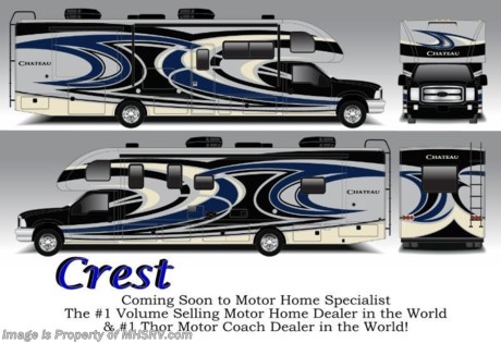 /TX 2/23/15 &lt;a href=&quot;http://www.mhsrv.com/thor-motor-coach/&quot;&gt;&lt;img src=&quot;http://www.mhsrv.com/images/sold-thor.jpg&quot; width=&quot;383&quot; height=&quot;141&quot; border=&quot;0&quot;/&gt;&lt;/a&gt;
Receive a $2,000 VISA Gift Card with purchase from Motor Home Specialist. Offer ends Feb. 28th, 2015.  Family Owned &amp; Operated and the #1 Volume Selling Motor Home Dealer in the World as well as the #1 Thor Motor Coach Dealer in the World. &lt;object width=&quot;400&quot; height=&quot;300&quot;&gt;&lt;param name=&quot;movie&quot; value=&quot;//www.youtube.com/v/U2vRrY8X8lc?hl=en_US&amp;amp;version=3&quot;&gt;&lt;/param&gt;&lt;param name=&quot;allowFullScreen&quot; value=&quot;true&quot;&gt;&lt;/param&gt;&lt;param name=&quot;allowscriptaccess&quot; value=&quot;always&quot;&gt;&lt;/param&gt;&lt;embed src=&quot;//www.youtube.com/v/U2vRrY8X8lc?hl=en_US&amp;amp;version=3&quot; type=&quot;application/x-shockwave-flash&quot; width=&quot;400&quot; height=&quot;300&quot; allowscriptaccess=&quot;always&quot; allowfullscreen=&quot;true&quot;&gt;&lt;/embed&gt;&lt;/object&gt; MSRP $166,623. 2015 Thor Motor Coach 33SW Super C model motor home with a full wall slide.  This unit is powered by the powerful 300 HP Powerstroke 6.7L diesel engine with 660 lb. ft. of torque. It rides on a Ford F-550 chassis with a 6-speed automatic transmission and boast a big 10,000 lb. hitch, rear pass-thru MEGA-Storage, extreme duty 4 wheel ABS disc brakes and an electronic brake controller integrated into the dash. Options include the beautiful full body paint exterior, power attic fan, single child safety seat tether, cab over entertainment center and an upgraded 6.0 Onan diesel generator. The Chateau 33SW is approximately 34 feet 6 inches long and also features a plush dinette and sofa, exterior entertainment center, dual roof air conditioners, power patio awning, one-touch automatic leveling system, residential refrigerator, 30 inch over the range microwave, solid surface counter top, touch screen AM/FM/CD/MP3 player, back-up monitor with side view cameras, remote heated exterior mirrors, power windows and locks, leatherette driver &amp; passenger captain&#39;s chairs, fiberglass running boards, soft touch ceilings, heavy duty ball bearing drawer guides, bedroom LCD TV, large LCD TV in the living area, an 1800-watt power inverter, heated holding tanks and a king sized bed. For additional coach information, brochures, window sticker, videos, photos, Chateau reviews &amp; testimonials as well as additional information about Motor Home Specialist and our manufacturers please visit us at MHSRV .com or call 800-335-6054. At Motor Home Specialist we DO NOT charge any prep or orientation fees like you will find at other dealerships. All sale prices include a 200 point inspection, interior &amp; exterior wash &amp; detail of vehicle, a thorough coach orientation with an MHS technician, an RV Starter&#39;s kit, a nights stay in our delivery park featuring landscaped and covered pads with full hook-ups and much more. WHY PAY MORE?... WHY SETTLE FOR LESS? &lt;object width=&quot;400&quot; height=&quot;300&quot;&gt;&lt;param name=&quot;movie&quot; value=&quot;//www.youtube.com/v/VZXdH99Xe00?hl=en_US&amp;amp;version=3&quot;&gt;&lt;/param&gt;&lt;param name=&quot;allowFullScreen&quot; value=&quot;true&quot;&gt;&lt;/param&gt;&lt;param name=&quot;allowscriptaccess&quot; value=&quot;always&quot;&gt;&lt;/param&gt;&lt;embed src=&quot;//www.youtube.com/v/VZXdH99Xe00?hl=en_US&amp;amp;version=3&quot; type=&quot;application/x-shockwave-flash&quot; width=&quot;400&quot; height=&quot;300&quot; allowscriptaccess=&quot;always&quot; allowfullscreen=&quot;true&quot;&gt;&lt;/embed&gt;&lt;/object&gt; 