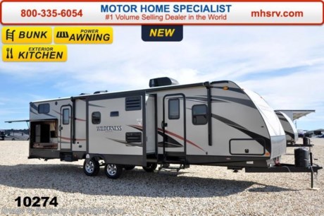 /TX 5/29/15 &lt;a href=&quot;http://www.mhsrv.com/travel-trailers/&quot;&gt;&lt;img src=&quot;http://www.mhsrv.com/images/sold-traveltrailer.jpg&quot; width=&quot;383&quot; height=&quot;141&quot; border=&quot;0&quot; /&gt;&lt;/a&gt;
Family Owned &amp; Operated. Largest Selection, Lowest Prices &amp; the Premier Service &amp; Walk-Through Process that can only be found at the #1 Volume Selling Motor Home Dealer in the World! From $10K to $2 Million... We gotcha&#39; Covered!  &lt;object width=&quot;400&quot; height=&quot;300&quot;&gt;&lt;param name=&quot;movie&quot; value=&quot;http://www.youtube.com/v/fBpsq4hH-Ws?version=3&amp;amp;hl=en_US&quot;&gt;&lt;/param&gt;&lt;param name=&quot;allowFullScreen&quot; value=&quot;true&quot;&gt;&lt;/param&gt;&lt;param name=&quot;allowscriptaccess&quot; value=&quot;always&quot;&gt;&lt;/param&gt;&lt;embed src=&quot;http://www.youtube.com/v/fBpsq4hH-Ws?version=3&amp;amp;hl=en_US&quot; type=&quot;application/x-shockwave-flash&quot; width=&quot;400&quot; height=&quot;300&quot; allowscriptaccess=&quot;always&quot; allowfullscreen=&quot;true&quot;&gt;&lt;/embed&gt;&lt;/object&gt; MSRP $39,909. The Heartland Wilderness travel trailer model 3250BS bunk model features an exterior kitchen, ducted A/C, 82&quot; interior ceilings, double door refrigerator, tinted windows, stabilizer jacks, power vent, gas/electric water heater, steel ball bearing guides, enclosed under-belly, indoor &amp; outdoor speakers, dual LP tanks with auto change over, cable hookup, 55 amp 12 volt power converter &amp; the wide trax axle system. This beautiful travel trailer also includes the Elite Package which features upgraded tan fiberglass, premium graphic package, upgraded black trim, black skirt metal and black diamond plate. Additional options include aluminum wheels, a flat screen TV, power stabilizer jacks, 15.0 BTU upgraded A/C, spare tire &amp; carrier as well as a power awning. For additional coach information, brochures, window sticker, videos, photos, Wilderness reviews &amp; testimonials as well as additional information about Motor Home Specialist and our manufacturers please visit us at MHSRV .com or call 800-335-6054. At Motor Home Specialist we DO NOT charge any prep or orientation fees like you will find at other dealerships. All sale prices include a 200 point inspection, interior &amp; exterior wash &amp; detail of vehicle, a thorough coach orientation with an MHS technician, an RV Starter&#39;s kit, a nights stay in our delivery park featuring landscaped and covered pads with full hook-ups and much more. WHY PAY MORE?... WHY SETTLE FOR LESS?