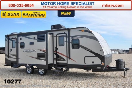 /TX 5-21-15 &lt;a href=&quot;http://www.mhsrv.com/travel-trailers/&quot;&gt;&lt;img src=&quot;http://www.mhsrv.com/images/sold-traveltrailer.jpg&quot; width=&quot;383&quot; height=&quot;141&quot; border=&quot;0&quot;/&gt;&lt;/a&gt;
Family Owned &amp; Operated. Largest Selection, Lowest Prices &amp; the Premier Service &amp; Walk-Through Process that can only be found at the #1 Volume Selling Motor Home Dealer in the World! From $10K to $2 Million... We gotcha&#39; Covered!  &lt;object width=&quot;400&quot; height=&quot;300&quot;&gt;&lt;param name=&quot;movie&quot; value=&quot;http://www.youtube.com/v/fBpsq4hH-Ws?version=3&amp;amp;hl=en_US&quot;&gt;&lt;/param&gt;&lt;param name=&quot;allowFullScreen&quot; value=&quot;true&quot;&gt;&lt;/param&gt;&lt;param name=&quot;allowscriptaccess&quot; value=&quot;always&quot;&gt;&lt;/param&gt;&lt;embed src=&quot;http://www.youtube.com/v/fBpsq4hH-Ws?version=3&amp;amp;hl=en_US&quot; type=&quot;application/x-shockwave-flash&quot; width=&quot;400&quot; height=&quot;300&quot; allowscriptaccess=&quot;always&quot; allowfullscreen=&quot;true&quot;&gt;&lt;/embed&gt;&lt;/object&gt; MSRP $31,359. The Heartland Wilderness travel trailer model 2375BH features 2 slides, a double queen bunk, ducted A/C, 82&quot; interior ceilings, double door refrigerator, tinted windows, stabilizer jacks, power vent, gas/electric water heater, steel ball bearing guides, enclosed under-belly, indoor &amp; outdoor speakers, dual LP tanks with auto change over, cable hookup, 55 amp 12 volt power converter &amp; the wide trax axle system. This beautiful travel trailer also includes the Elite Package which features upgraded tan fiberglass, premium graphic package, upgraded black trim, black skirt metal and black diamond plate. Additional options include aluminum wheels, large LED TV, power stabilizer jacks, upgraded 15.0 BTU A/C, spare tire &amp; carrier as well as a power awning. For additional coach information, brochures, window sticker, videos, photos, Wilderness reviews &amp; testimonials as well as additional information about Motor Home Specialist and our manufacturers please visit us at MHSRV .com or call 800-335-6054. At Motor Home Specialist we DO NOT charge any prep or orientation fees like you will find at other dealerships. All sale prices include a 200 point inspection, interior &amp; exterior wash &amp; detail of vehicle, a thorough coach orientation with an MHS technician, an RV Starter&#39;s kit, a nights stay in our delivery park featuring landscaped and covered pads with full hook-ups and much more. WHY PAY MORE?... WHY SETTLE FOR LESS?