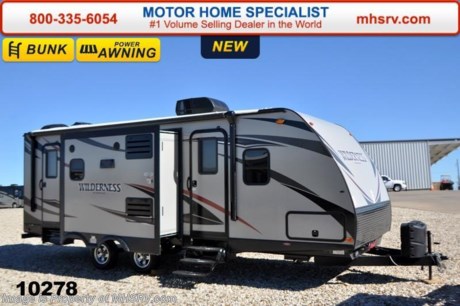 /TX 11-5-15 &lt;a href=&quot;http://www.mhsrv.com/travel-trailers/&quot;&gt;&lt;img src=&quot;http://www.mhsrv.com/images/sold-traveltrailer.jpg&quot; width=&quot;383&quot; height=&quot;141&quot; border=&quot;0&quot;/&gt;&lt;/a&gt;
Family Owned &amp; Operated. Largest Selection, Lowest Prices &amp; the Premier Service &amp; Walk-Through Process that can only be found at the #1 Volume Selling Motor Home Dealer in the World! From $10K to $2 Million... We gotcha&#39; Covered!  &lt;object width=&quot;400&quot; height=&quot;300&quot;&gt;&lt;param name=&quot;movie&quot; value=&quot;http://www.youtube.com/v/fBpsq4hH-Ws?version=3&amp;amp;hl=en_US&quot;&gt;&lt;/param&gt;&lt;param name=&quot;allowFullScreen&quot; value=&quot;true&quot;&gt;&lt;/param&gt;&lt;param name=&quot;allowscriptaccess&quot; value=&quot;always&quot;&gt;&lt;/param&gt;&lt;embed src=&quot;http://www.youtube.com/v/fBpsq4hH-Ws?version=3&amp;amp;hl=en_US&quot; type=&quot;application/x-shockwave-flash&quot; width=&quot;400&quot; height=&quot;300&quot; allowscriptaccess=&quot;always&quot; allowfullscreen=&quot;true&quot;&gt;&lt;/embed&gt;&lt;/object&gt; MSRP $31,359. The Heartland Wilderness travel trailer model 2375BH features 2 slides, a double queen bunk, ducted A/C, 82&quot; interior ceilings, double door refrigerator, tinted windows, stabilizer jacks, power vent, gas/electric water heater, steel ball bearing guides, enclosed under-belly, indoor &amp; outdoor speakers, dual LP tanks with auto change over, cable hookup, 55 amp 12 volt power converter &amp; the wide trax axle system. This beautiful travel trailer also includes the Elite Package which features upgraded tan fiberglass, premium graphic package, upgraded black trim, black skirt metal and black diamond plate. Additional options include aluminum wheels, large LED TV, power stabilizer jacks, upgraded 15.0 BTU A/C, spare tire &amp; carrier as well as a power awning. For additional coach information, brochures, window sticker, videos, photos, Wilderness reviews &amp; testimonials as well as additional information about Motor Home Specialist and our manufacturers please visit us at MHSRV .com or call 800-335-6054. At Motor Home Specialist we DO NOT charge any prep or orientation fees like you will find at other dealerships. All sale prices include a 200 point inspection, interior &amp; exterior wash &amp; detail of vehicle, a thorough coach orientation with an MHS technician, an RV Starter&#39;s kit, a nights stay in our delivery park featuring landscaped and covered pads with full hook-ups and much more. WHY PAY MORE?... WHY SETTLE FOR LESS?