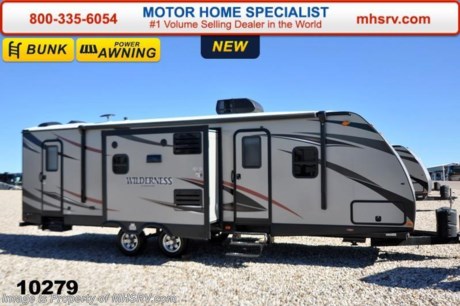 /TX 4/20/15 &lt;a href=&quot;http://www.mhsrv.com/travel-trailers/&quot;&gt;&lt;img src=&quot;http://www.mhsrv.com/images/sold-traveltrailer.jpg&quot; width=&quot;383&quot; height=&quot;141&quot; border=&quot;0&quot;/&gt;&lt;/a&gt;
 Family Owned &amp; Operated. Largest Selection, Lowest Prices &amp; the Premier Service &amp; Walk-Through Process that can only be found at the #1 Volume Selling Motor Home Dealer in the World! From $10K to $2 Million... We gotcha&#39; Covered!  &lt;object width=&quot;400&quot; height=&quot;300&quot;&gt;&lt;param name=&quot;movie&quot; value=&quot;http://www.youtube.com/v/fBpsq4hH-Ws?version=3&amp;amp;hl=en_US&quot;&gt;&lt;/param&gt;&lt;param name=&quot;allowFullScreen&quot; value=&quot;true&quot;&gt;&lt;/param&gt;&lt;param name=&quot;allowscriptaccess&quot; value=&quot;always&quot;&gt;&lt;/param&gt;&lt;embed src=&quot;http://www.youtube.com/v/fBpsq4hH-Ws?version=3&amp;amp;hl=en_US&quot; type=&quot;application/x-shockwave-flash&quot; width=&quot;400&quot; height=&quot;300&quot; allowscriptaccess=&quot;always&quot; allowfullscreen=&quot;true&quot;&gt;&lt;/embed&gt;&lt;/object&gt; MSRP $34,209. The Heartland Wilderness travel trailer model 2875BH features 2 slides, a double queen bunk, ducted A/C, 82&quot; interior ceilings, double door refrigerator, tinted windows, stabilizer jacks, power vent, gas/electric water heater, steel ball bearing guides, enclosed under-belly, indoor &amp; outdoor speakers, dual LP tanks with auto change over, cable hookup, 55 amp 12 volt power converter &amp; the wide trax axle system. This beautiful travel trailer also includes the Elite Package which features upgraded tan fiberglass, premium graphic package, upgraded black trim, black skirt metal and black diamond plate. Additional options include aluminum wheels, large flat screen TV, power stabilizer jacks, upgraded 15.0 BTU A/C, spare tire &amp; carrier as well as a power awning. For additional coach information, brochures, window sticker, videos, photos, Wilderness reviews &amp; testimonials as well as additional information about Motor Home Specialist and our manufacturers please visit us at MHSRV .com or call 800-335-6054. At Motor Home Specialist we DO NOT charge any prep or orientation fees like you will find at other dealerships. All sale prices include a 200 point inspection, interior &amp; exterior wash &amp; detail of vehicle, a thorough coach orientation with an MHS technician, an RV Starter&#39;s kit, a nights stay in our delivery park featuring landscaped and covered pads with full hook-ups and much more. WHY PAY MORE?... WHY SETTLE FOR LESS?
