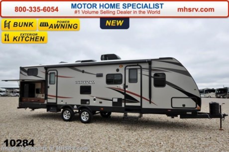 /SOLD 9/28/15 TX
Family Owned &amp; Operated. Largest Selection, Lowest Prices &amp; the Premier Service &amp; Walk-Through Process that can only be found at the #1 Volume Selling Motor Home Dealer in the World! From $10K to $2 Million... We gotcha&#39; Covered!  &lt;object width=&quot;400&quot; height=&quot;300&quot;&gt;&lt;param name=&quot;movie&quot; value=&quot;http://www.youtube.com/v/fBpsq4hH-Ws?version=3&amp;amp;hl=en_US&quot;&gt;&lt;/param&gt;&lt;param name=&quot;allowFullScreen&quot; value=&quot;true&quot;&gt;&lt;/param&gt;&lt;param name=&quot;allowscriptaccess&quot; value=&quot;always&quot;&gt;&lt;/param&gt;&lt;embed src=&quot;http://www.youtube.com/v/fBpsq4hH-Ws?version=3&amp;amp;hl=en_US&quot; type=&quot;application/x-shockwave-flash&quot; width=&quot;400&quot; height=&quot;300&quot; allowscriptaccess=&quot;always&quot; allowfullscreen=&quot;true&quot;&gt;&lt;/embed&gt;&lt;/object&gt; MSRP $36,609. The Heartland Wilderness travel trailer model 3150DS bunk model features an exterior kitchen, 2 slides, ducted A/C, 82&quot; interior ceilings, double door refrigerator, tinted windows, stabilizer jacks, power vent, gas/electric water heater, steel ball bearing guides, enclosed under-belly, indoor &amp; outdoor speakers, dual LP tanks with auto change over, cable hookup, 55 amp 12 volt power converter &amp; the wide trax axle system. This beautiful travel trailer also includes the Elite Package which features upgraded tan fiberglass, premium graphic package, upgraded black trim, black skirt metal and black diamond plate. Additional options include aluminum wheels, a flat screen TV, power stabilizer jacks, 15.0 BTU upgraded A/C, spare tire &amp; carrier as well as a power awning. For additional coach information, brochures, window sticker, videos, photos, Wilderness reviews &amp; testimonials as well as additional information about Motor Home Specialist and our manufacturers please visit us at MHSRV .com or call 800-335-6054. At Motor Home Specialist we DO NOT charge any prep or orientation fees like you will find at other dealerships. All sale prices include a 200 point inspection, interior &amp; exterior wash &amp; detail of vehicle, a thorough coach orientation with an MHS technician, an RV Starter&#39;s kit, a nights stay in our delivery park featuring landscaped and covered pads with full hook-ups and much more. WHY PAY MORE?... WHY SETTLE FOR LESS?