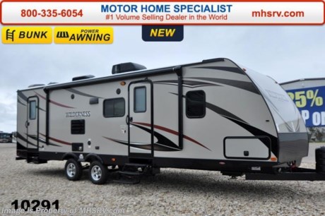 /TX 4/20/15 &lt;a href=&quot;http://www.mhsrv.com/travel-trailers/&quot;&gt;&lt;img src=&quot;http://www.mhsrv.com/images/sold-traveltrailer.jpg&quot; width=&quot;383&quot; height=&quot;141&quot; border=&quot;0&quot;/&gt;&lt;/a&gt;
   Family Owned &amp; Operated. Largest Selection, Lowest Prices &amp; the Premier Service &amp; Walk-Through Process that can only be found at the #1 Volume Selling Motor Home Dealer in the World! From $10K to $2 Million... We gotcha&#39; Covered!  &lt;object width=&quot;400&quot; height=&quot;300&quot;&gt;&lt;param name=&quot;movie&quot; value=&quot;http://www.youtube.com/v/fBpsq4hH-Ws?version=3&amp;amp;hl=en_US&quot;&gt;&lt;/param&gt;&lt;param name=&quot;allowFullScreen&quot; value=&quot;true&quot;&gt;&lt;/param&gt;&lt;param name=&quot;allowscriptaccess&quot; value=&quot;always&quot;&gt;&lt;/param&gt;&lt;embed src=&quot;http://www.youtube.com/v/fBpsq4hH-Ws?version=3&amp;amp;hl=en_US&quot; type=&quot;application/x-shockwave-flash&quot; width=&quot;400&quot; height=&quot;300&quot; allowscriptaccess=&quot;always&quot; allowfullscreen=&quot;true&quot;&gt;&lt;/embed&gt;&lt;/object&gt; MSRP $31,659. The Heartland Wilderness travel trailer model 2850BH features a slide, a double queen bunk, ducted A/C, 82&quot; interior ceilings, double door refrigerator, tinted windows, stabilizer jacks, power vent, gas/electric water heater, steel ball bearing guides, enclosed under-belly, indoor &amp; outdoor speakers, dual LP tanks with auto change over, cable hookup, 55 amp 12 volt power converter &amp; the wide trax axle system. This beautiful travel trailer also includes the Elite Package which features upgraded tan fiberglass, premium graphic package, upgraded black trim, black skirt metal and black diamond plate. Additional options include aluminum wheels, large flat screen TV, power stabilizer jacks, upgraded 15.0 BTU A/C, spare tire &amp; carrier as well as a power awning. For additional coach information, brochures, window sticker, videos, photos, Wilderness reviews &amp; testimonials as well as additional information about Motor Home Specialist and our manufacturers please visit us at MHSRV .com or call 800-335-6054. At Motor Home Specialist we DO NOT charge any prep or orientation fees like you will find at other dealerships. All sale prices include a 200 point inspection, interior &amp; exterior wash &amp; detail of vehicle, a thorough coach orientation with an MHS technician, an RV Starter&#39;s kit, a nights stay in our delivery park featuring landscaped and covered pads with full hook-ups and much more. WHY PAY MORE?... WHY SETTLE FOR LESS?