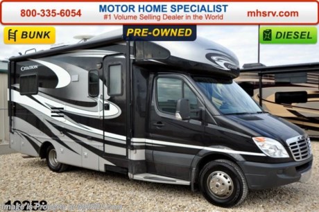 Used Thor Motor Coach RV for Sale-  2012 Thor Motor Coach Citation Sprinter Diesel With Bunks, slide, and 44,108 miles. This bunk house RV is approximately 24 feet in length with a Mercedes engine, Freightliner chassis, power mirrors with heat, power windows, Onan Diesel generator with only 23 hours, patio awning, slide-out awnings, gas/electric water heater, side swing baggage doors, 3.5K lb. hitch, automatic leveling, back up camera, convection microwave, all in 1 bath, ducted roof A/C and a LCD TV. For additional information and photos please visit Motor Home Specialist at www.MHSRV .com or call 800-335-6054.