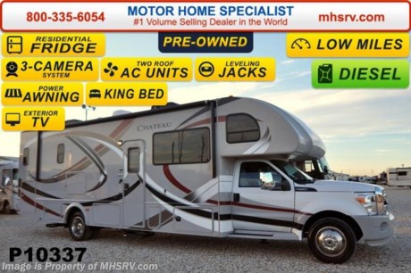 /WY 2/23/15 &lt;a href=&quot;http://www.mhsrv.com/thor-motor-coach/&quot;&gt;&lt;img src=&quot;http://www.mhsrv.com/images/sold-thor.jpg&quot; width=&quot;383&quot; height=&quot;141&quot; border=&quot;0&quot;/&gt;&lt;/a&gt;
Used Thor Motor Coach for Sale- 2014 Thor Motor Coach Chateau 33SW super C with a slide and only 8,937 miles. This RV is approximately 34 feet in length with a Ford 300HP Diesel engine, F550 chassis, 5.5 Onan generator, gas/ electric water heater, power windows and locks, power patio awning, pass-thru storage with side swing baggage doors, exterior shower, 10K lb. hitch, automatic leveling jacks, 3 cam monitoring system, exterior entertainment center, cab over bunk, solid surface counter, residential refrigerator, all in 1 bath, 2 ducted roof A/Cs and 3 TVs. For additional information and photos please visit Motor Home Specialist at www.MHSRV .com or call 800-335-6054.