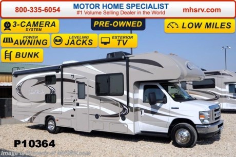 /TX 2/23/15 &lt;a href=&quot;http://www.mhsrv.com/thor-motor-coach/&quot;&gt;&lt;img src=&quot;http://www.mhsrv.com/images/sold-thor.jpg&quot; width=&quot;383&quot; height=&quot;141&quot; border=&quot;0&quot;/&gt;&lt;/a&gt;
Used 2014 Thor Motor Coach Four Winds Class C RV. Model 31A with Ford E-450 chassis &amp; Ford Triton V-10 engine. This Bunk Bed unit measures approximately 32 feet 2 inches in length.  This unit comes with solid surface kitchen countertop with pressed dinette top, roller shades, power charging center for electronics, enclosed area for sewer tank valves, water filter system, LED ceiling lights, black tank flush, 30 inch over the range microwave, exterior speakers, bedroom LED TV with DVD player, a LCD TV with DVD player for each bunk, exterior entertainment center, leatherette sofa, child safety tether, 12V attic fan, upgraded 15.0 BTU A/C, exterior shower, second auxiliary battery, spare tire, hydraulic leveling jacks, heated exterior mirrors with integrated side view cameras, power driver&#39;s chair, cockpit carpet mat, wood dash appliqu&#233; as well as leatherette driver and passenger captain&#39;s chairs, power windows and locks, large cabover TV with DVD player, 3 burner high output range top with oven, gas/electric water heater, holding tanks with heat pads, auto transfer switch, wheel liners, valve stem extenders, keyless entry, automatic electric patio awning, back-up monitor, double door refrigerator, roof ladder, 4000 Onan Micro Quiet generator, slick fiberglass exterior, full extension drawer glides, bedspread &amp; pillow shams and much more. 