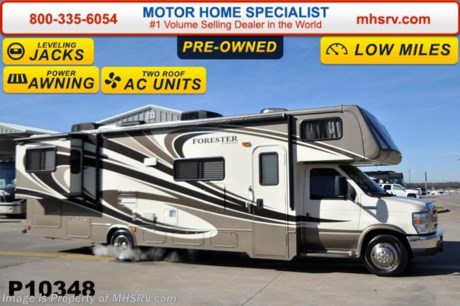 /TX 1/19/15 &lt;a href=&quot;http://www.mhsrv.com/fleetwood-rvs/&quot;&gt;&lt;img src=&quot;http://www.mhsrv.com/images/sold-fleetwood.jpg&quot; width=&quot;383&quot; height=&quot;141&quot; border=&quot;0&quot; /&gt;&lt;/a&gt;
Used Forest River RV for Sale- 2012 Forest River Forester 3011DS with 2 slides and ONLY 7,474 miles! This RV is approximately32 feet in length with a Ford 6.8L engine, Ford 450 chassis, power mirrors with heat, power windows and locks, 4KW Onan generator with 64 hours, power patio awning, slide-out room toppers, pass-thru storage, rife-rite air assist, exterior shower, 5K lb. hitch, automatic hydraulic leveling system, back up camera, exterior entertainment center, convection microwave, 3 burner range with half-time oven, pillow top mattress, cab over bunk, 2 ducted roof A/Cs and 3 TVs. For additional information and photos please visit Motor Home Specialist at www.MHSRV .com or call 800-335-6054.