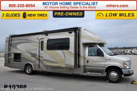 /SOLD 3/30/2015 Used Dutchmen RV for Sale-  2010 Dutchmen Dorado 29BG with 3 slides, brand new tires and only 11,037 miles! This RV is approximately 31 feet in length with a Ford 6.8L engine, Ford chassis, power mirrors with heat, power windows and locks, 4KW Onan generator with 46 hours, patio awning, slide-out room toppers, gas/electric water heater, wheel simulators, black tank rinsing system, exterior shower, back up camera, exterior entertainment center, dual pane windows, convection microwave, pillow tom mattress, ducted roof A/C and 2 LCD TVs. For additional information and photos please visit Motor Home Specialist at www.MHSRV .com or call 800-335-6054.