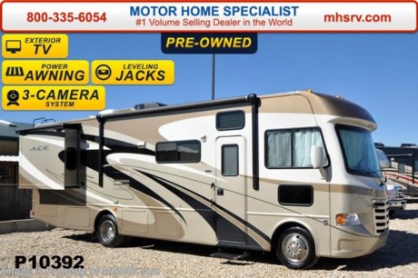 /SOLD 3/30/15 Used 2013 Thor Motor Coach A.C.E. Model EVO 30.1 with (2) slide-out rooms. This unit measures approximately 30 feet length. Optional equipment includes beautiful full body paint exterior, power side mirrors with integrated side view cameras, LCD TV &amp; DVD player in master bedroom, upgraded 15.0 BTU ducted roof A/C unit, hydraulic leveling jacks, second auxiliary battery, Fantastic Fan and roof ladder. The A.C.E. also features a large LCD TV, drop down overhead bunk, a mud-room, a Ford Triton V-10 engine and much more. FOR ADDITIONAL INFORMATION PLEASE CALL 800-335-6054 or VISIT MHSRV .com 