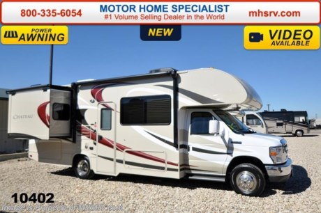 /TX 5/29/15 &lt;a href=&quot;http://www.mhsrv.com/thor-motor-coach/&quot;&gt;&lt;img src=&quot;http://www.mhsrv.com/images/sold-thor.jpg&quot; width=&quot;383&quot; height=&quot;141&quot; border=&quot;0&quot; /&gt;&lt;/a&gt;
Family Owned &amp; Operated and the #1 Volume Selling Motor Home Dealer in the World as well as the #1 Thor Motor Coach in the World.  &lt;object width=&quot;400&quot; height=&quot;300&quot;&gt;&lt;param name=&quot;movie&quot; value=&quot;//www.youtube.com/v/zb5_686Rceo?version=3&amp;amp;hl=en_US&quot;&gt;&lt;/param&gt;&lt;param name=&quot;allowFullScreen&quot; value=&quot;true&quot;&gt;&lt;/param&gt;&lt;param name=&quot;allowscriptaccess&quot; value=&quot;always&quot;&gt;&lt;/param&gt;&lt;embed src=&quot;//www.youtube.com/v/zb5_686Rceo?version=3&amp;amp;hl=en_US&quot; type=&quot;application/x-shockwave-flash&quot; width=&quot;400&quot; height=&quot;300&quot; allowscriptaccess=&quot;always&quot; allowfullscreen=&quot;true&quot;&gt;&lt;/embed&gt;&lt;/object&gt;  MSRP $90,409. New 2015 Thor Motor Coach Chateau Class C RV. Model 26A with slide-out, Ford E-350 chassis &amp; Ford Triton V-10 engine. This unit measures approximately 27 feet in length. Optional equipment includes the all new HD-Max exterior, cabover entertainment center with 39&quot; TV with soundbar, leatherette sofa, exterior shower, heated holding tanks, wheel liners, valve stem extenders, keyless entry, back-up monitor and a 3 burner range with oven. The Chateau Class C RV has an incredible list of standard features for 2015 including a gas/electric water heater, electric patio awning with LED lighting, an LCD TV, power windows and locks, tinted coach glass, molded front cap, double door refrigerator, skylight, roof ladder, roof A/C unit, 4000 Onan Micro Quiet generator, slick fiberglass exterior, full extension drawer glides, bedspread &amp; pillow shams and much more. For additional coach information, brochures, window sticker, videos, photos, Chateau reviews &amp; testimonials as well as additional information about Motor Home Specialist and our manufacturers please visit us at MHSRV .com or call 800-335-6054. At Motor Home Specialist we DO NOT charge any prep or orientation fees like you will find at other dealerships. All sale prices include a 200 point inspection, interior &amp; exterior wash &amp; detail of vehicle, a thorough coach orientation with an MHS technician, an RV Starter&#39;s kit, a nights stay in our delivery park featuring landscaped and covered pads with full hook-ups and much more. WHY PAY MORE?... WHY SETTLE FOR LESS?