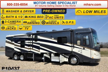 /SOLD 3/30/2015 Used Newmar RV for Sale- 2008 Newmar Dutchstar 4317 with 4 slides and 47,379 miles. This bath &amp; 1/2 RV is approximately 42 feet in length with 425HP Cummins engine with side radiator, Spartan raised rail chassis with IFS and tag axle, power mirrors with heat, GPS, power pedals, power visors, privacy shades, power locks, 10KW generator with slide, power patio and door awnings, window awnings, slide-out room toppers, Oasis water heater, 50 amp power cord reel, pass-thru storage with side swing baggage, exterior freezer, full length slide-out cargo tray, aluminum wheels, bay heater, fiberglass roof with ladder, solar panel, 10K lb. hitch, automatic hydraulic leveling system, exterior entertainment center, Magnum inverter, ceramic tile floors, surround sound system, dual pane windows, convection microwave, solid surface counter, solid surface counter, washer/dryer stack, king size pillow top mattress, 3 ducted roof A/Cs and 3 LCD TVs. For additional information and photos please visit Motor Home Specialist at www.MHSRV .com or call 800-335-6054.