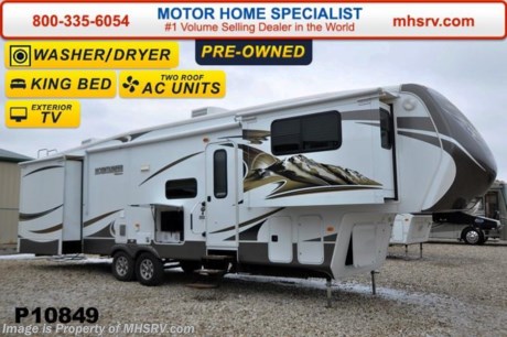 /SOLD 3/30/15 Used Montana RV for Sale- 2013 Keystone Montana Mountaineer 375FLF is approximately 33 feet in length with 5 slides, power patio awning, slide-out room toppers, gas/electric water heater, 50 amp service, pass-thru storage with side swing baggage doors, aluminum wheels, roof ladder, exterior entertainment center, 2 sofas with sleepers, Lazy Boy style recliner, night shades, Fantastic Vent, ceiling fan, fireplace, microwave, 3 burner range with oven, sink covers, refrigerator, all in 1 bath, glass door shower, washer/dryer combo and much more.  For additional information and photos please visit Motor Home Specialist at www.MHSRV .com or call 800-335-6054.