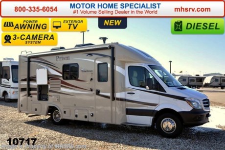 /MT 12/11/15 &lt;a href=&quot;http://www.mhsrv.com/coachmen-rv/&quot;&gt;&lt;img src=&quot;http://www.mhsrv.com/images/sold-coachmen.jpg&quot; width=&quot;383&quot; height=&quot;141&quot; border=&quot;0&quot;/&gt;&lt;/a&gt;
Family Owned &amp; Operated and the #1 Volume Selling Motor Home Dealer in the World as well as the #1 Coachmen Dealer in the World. MSRP $122,817. New 2016 Coachmen Prism B+ Sprinter Diesel. Model 24M. This RV measures approximately 24 feet 10 inches in length with slide-out room.  Optional equipment includes the Banner Package featuring bluetooth satellite radio, back-up camera &amp; monitor, power awning, solar ready, pop-up power tower, stainless steel wheel liners, MCD window shades, cook top with glass cover, LED lights, exterior entertainment center, woodgrain dash applique, upgraded swivel seats, power vents, roller bearing drawer glides, rear stabilizers, Travel Easy Roadside Assistance &amp; exterior privacy windshield cover. Additional options include the upgraded 15,000 BTU A/C with heat pump, Onan diesel generator, side slide-out awning, upgraded mattress, side view cameras and the Camping Cozy Package. The Prism&#39;s impressive list of standards include a 3.0L V-6 turbo diesel engine, sunroof with night shade, hardwood cabinet doors, coach TV with DVD player, convection oven, water heater, heated tanks, exterior shower and much more. For additional coach information, brochure, window sticker, videos, photos, Prism customer reviews &amp; testimonials please visit Motor Home Specialist at MHSRV .com or call 800-335-6054. At MHS we DO NOT charge any prep or orientation fees like you will find at other dealerships. All sale prices include a 200 point inspection, interior &amp; exterior wash &amp; detail of vehicle, a thorough coach orientation with an MHS technician, an RV Starter&#39;s kit, a nights stay in our delivery park featuring landscaped and covered pads with full hook-ups and much more. WHY PAY MORE?... WHY SETTLE FOR LESS? &lt;object width=&quot;400&quot; height=&quot;300&quot;&gt;&lt;param name=&quot;movie&quot; value=&quot;http://www.youtube.com/v/fBpsq4hH-Ws?version=3&amp;amp;hl=en_US&quot;&gt;&lt;/param&gt;&lt;param name=&quot;allowFullScreen&quot; value=&quot;true&quot;&gt;&lt;/param&gt;&lt;param name=&quot;allowscriptaccess&quot; value=&quot;always&quot;&gt;&lt;/param&gt;&lt;embed src=&quot;http://www.youtube.com/v/fBpsq4hH-Ws?version=3&amp;amp;hl=en_US&quot; type=&quot;application/x-shockwave-flash&quot; width=&quot;400&quot; height=&quot;300&quot; allowscriptaccess=&quot;always&quot; allowfullscreen=&quot;true&quot;&gt;&lt;/embed&gt;&lt;/object&gt; 