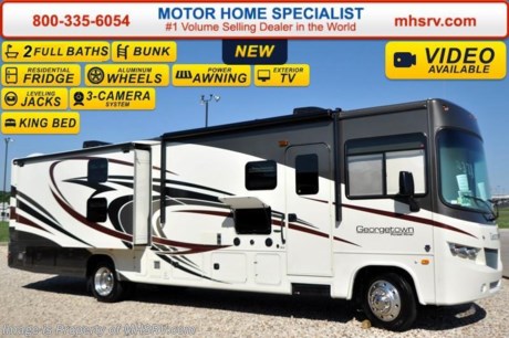 /SOLD 9/28/15 TX
&lt;iframe width=&quot;400&quot; height=&quot;300&quot; src=&quot;//www.youtube.com/embed/H6vHsXkAvT0&quot; frameborder=&quot;0&quot; allowfullscreen&gt;&lt;/iframe&gt; Family Owned &amp; Operated and the #1 Volume Selling Motor Home Dealer in the World as well as the #1 Georgetown Dealer in the World. &lt;object width=&quot;400&quot; height=&quot;300&quot;&gt;&lt;param name=&quot;movie&quot; value=&quot;http://www.youtube.com/v/fBpsq4hH-Ws?version=3&amp;amp;hl=en_US&quot;&gt;&lt;/param&gt;&lt;param name=&quot;allowFullScreen&quot; value=&quot;true&quot;&gt;&lt;/param&gt;&lt;param name=&quot;allowscriptaccess&quot; value=&quot;always&quot;&gt;&lt;/param&gt;&lt;embed src=&quot;http://www.youtube.com/v/fBpsq4hH-Ws?version=3&amp;amp;hl=en_US&quot; type=&quot;application/x-shockwave-flash&quot; width=&quot;400&quot; height=&quot;300&quot; allowscriptaccess=&quot;always&quot; allowfullscreen=&quot;true&quot;&gt;&lt;/embed&gt;&lt;/object&gt; MSRP $146,511. New 2016 Forest River Georgetown: Model 364TS. This Bunk House RV with two full bathrooms measures approximately 37 feet 6 inches in length &amp; features 3 slide-out rooms as well as a king size bed. Optional equipment includes rear A/C, upgraded 15.0 BTU A/C, (2) heat strips, convection microwave with oven, auto transfer switch, front over head bunk, DVD players in the bunkhouse, stainless steel appliance package with 22.5 residential refrigerator, home theater system, passenger chair workstation, day/night roller shades throughout and an exterior entertainment center with TV. The all new Forest River Georgetown 364TS also features a Ford Triton V-10 engine, deluxe solid surface kitchen counter-top, Arctic Pack w/ enclosed tanks, automatic leveling jacks, fiberglass roof, back-up and blinker activated side view cameras with color monitor &amp; much more. For additional coach information, brochures, window sticker, videos, photos, Georgetown reviews, testimonials as well as additional information about Motor Home Specialist and our manufacturers&#39; please visit us at MHSRV .com or call 800-335-6054. At Motor Home Specialist we DO NOT charge any prep or orientation fees like you will find at other dealerships. All sale prices include a 200 point inspection, interior and exterior wash &amp; detail of vehicle, a thorough coach orientation with an MHS technician, an RV Starter&#39;s kit, a night stay in our delivery park featuring landscaped and covered pads with full hook-ups and much more. Free airport shuttle available with purchase for out-of-town buyers. WHY PAY MORE?... WHY SETTLE FOR LESS?  &lt;object width=&quot;400&quot; height=&quot;300&quot;&gt;&lt;param name=&quot;movie&quot; value=&quot;http://www.youtube.com/v/Pu7wgPgva2o?version=3&amp;amp;hl=en_US&quot;&gt;&lt;/param&gt;&lt;param name=&quot;allowFullScreen&quot; value=&quot;true&quot;&gt;&lt;/param&gt;&lt;param name=&quot;allowscriptaccess&quot; value=&quot;always&quot;&gt;&lt;/param&gt;&lt;embed src=&quot;http://www.youtube.com/v/Pu7wgPgva2o?version=3&amp;amp;hl=en_US&quot; type=&quot;application/x-shockwave-flash&quot; width=&quot;400&quot; height=&quot;300&quot; allowscriptaccess=&quot;always&quot; allowfullscreen=&quot;true&quot;&gt;&lt;/embed&gt;&lt;/object&gt;