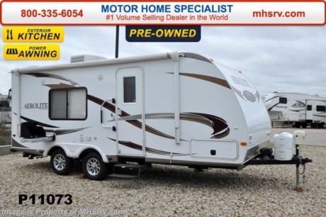 /SOLD 3/30/15 Used Dutchmen RV for Sale- 2011 Dutchmen Aerolite 195QB is approximately 21 feet in length with a power patio awning, gas/electric water heater, pass-thru storage, aluminum wheels, exterior stove, exterior speakers, booth converts to sleeper, night shades, microwave, 3 burner range with oven, refrigerator, all in 1 bath, glass door shower and much more. For additional information and photos please visit Motor Home Specialist at www.MHSRV .com or call 800-335-6054.