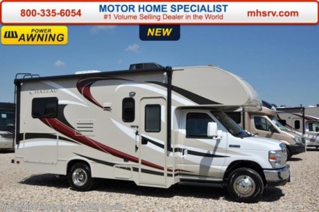 /TX 9-1-15 &lt;a href=&quot;http://www.mhsrv.com/thor-motor-coach/&quot;&gt;&lt;img src=&quot;http://www.mhsrv.com/images/sold-thor.jpg&quot; width=&quot;383&quot; height=&quot;141&quot; border=&quot;0&quot;/&gt;&lt;/a&gt;
World&#39;s RV Show Sale Priced Now Through Sept 12, 2015. Call 800-335-6054 for Details. #1 Volume Selling Motor Home Dealer in the World. MSRP $79,524. New 2016 Thor Motor Coach Chateau Class C RV Model 22E with Ford E-450 chassis, Ford Triton V-10 engine &amp; 8,000 lb. trailer hitch. This unit measures approximately 23 feet 11 inches in length. Optional equipment includes the all new HD-Max exterior color, heated holding tanks, wheel liners and a back-up camera with monitor. The Chateau Class C RV has an incredible list of standard features for 2016 as well including Mega exterior storage, power windows and locks, power patio awning with integrated LED lighting, roof ladder, in-dash media center w/DVD/CD/AM/FM &amp; Bluetooth, deluxe exterior mirrors, bunk ladder, refrigerator, oven, microwave, flip-up counter-top extension, large TV on swivel in cab-over, power vent in bath, skylight above shower, 4000 Onan generator, auto transfer switch, roof A/C, cab A/C, battery disconnect switch, auxiliary battery, gas/electric water heater and much more. For additional information, brochures, and videos please visit Motor Home Specialist at  MHSRV .com or Call 800-335-6054. At Motor Home Specialist we DO NOT charge any prep or orientation fees like you will find at other dealerships. All sale prices include a 200 point inspection, interior and exterior wash &amp; detail of vehicle, a thorough coach orientation with an MHS technician, an RV Starter&#39;s kit, a night stay in our delivery park featuring landscaped and covered pads with full hook-ups and much more. Free airport shuttle available with purchase for out-of-town buyers. Read From THOUSANDS of Testimonials at MHSRV .com and See What They Had to Say About Their Experience at Motor Home Specialist. WHY PAY MORE?...... WHY SETTLE FOR LESS? 