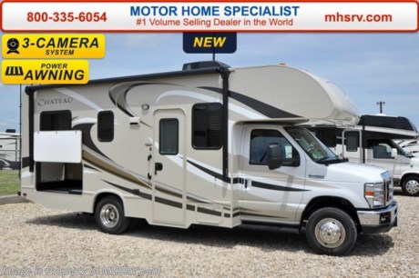 /OK 10-15-15 &lt;a href=&quot;http://www.mhsrv.com/thor-motor-coach/&quot;&gt;&lt;img src=&quot;http://www.mhsrv.com/images/sold-thor.jpg&quot; width=&quot;383&quot; height=&quot;141&quot; border=&quot;0&quot;/&gt;&lt;/a&gt;
 #1 Volume Selling Motor Home Dealer in the World. MSRP $87,388. New 2016 Thor Motor Coach Chateau Class C RV Model 23U with Ford E-450 chassis, Ford Triton V-10 engine &amp; 8,000 lb. trailer hitch. This unit measures approximately 24 feet 10 inches in length. Optional equipment includes the all new HD-Max exterior color, convection microwave, Leatherette U-shaped dinette, child safety tether, upgraded A/C, exterior shower, heated holding tanks, second auxiliary battery, wheel liners, keyless cab entry, valve stem extenders, spare tire, back up monitor, heated &amp; remote exterior mirrors with side cameras, leatherette driver &amp; passenger chairs, cockpit carpet mat and wood dash applique. The Chateau Class C RV has an incredible list of standard features for 2016 as well including Mega exterior storage, power windows and locks, power patio awning with integrated LED lighting, roof ladder, in-dash media center w/DVD/CD/AM/FM &amp; Bluetooth, deluxe exterior mirrors, bunk ladder, U-shaped dinette, refrigerator, oven, microwave, flip-up counter-top extension, large TV on swivel in cab-over, power vent in bath, skylight above shower, 4000 Onan generator, auto transfer switch, roof A/C, cab A/C, battery disconnect switch, auxiliary battery, gas/electric water heater and much more. For additional information, brochures, and videos please visit Motor Home Specialist at  MHSRV .com or Call 800-335-6054. At Motor Home Specialist we DO NOT charge any prep or orientation fees like you will find at other dealerships. All sale prices include a 200 point inspection, interior and exterior wash &amp; detail of vehicle, a thorough coach orientation with an MHS technician, an RV Starter&#39;s kit, a night stay in our delivery park featuring landscaped and covered pads with full hook-ups and much more. Free airport shuttle available with purchase for out-of-town buyers. Read From THOUSANDS of Testimonials at MHSRV .com and See What They Had to Say About Their Experience at Motor Home Specialist. WHY PAY MORE?...... WHY SETTLE FOR LESS? 