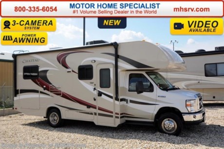 /TX 11-5-15 &lt;a href=&quot;http://www.mhsrv.com/thor-motor-coach/&quot;&gt;&lt;img src=&quot;http://www.mhsrv.com/images/sold-thor.jpg&quot; width=&quot;383&quot; height=&quot;141&quot; border=&quot;0&quot;/&gt;&lt;/a&gt;
Receive a $1,000 VISA Gift Card with purchase from Motor Home Specialist while supplies last. #1 Volume Selling Motor Home Dealer in the World. MSRP $90,695. New 2016 Thor Motor Coach Chateau Class C RV Model 24C with Ford E-450 chassis, Ford Triton V-10 engine &amp; 8,000 lb. trailer hitch. This unit measures approximately 24 feet 11 inches in length with a slide. Optional equipment includes the all new HD-Max exterior color, convection microwave, leatherette U-shaped dinette, child safety tether, heated holding tanks, second auxiliary battery, wheel liners, keyless cab entry, valve stem extenders, spare tire, back up monitor, heated &amp; remote exterior mirrors with side cameras, leatherette driver &amp; passenger chairs, cockpit carpet mat and wood dash applique. The Chateau Class C RV has an incredible list of standard features for 2016 as well including Mega exterior storage, power windows and locks, power patio awning with integrated LED lighting, roof ladder, in-dash media center w/DVD/CD/AM/FM &amp; Bluetooth, deluxe exterior mirrors, bunk ladder, refrigerator, oven, microwave, flip-up counter-top extension, large TV on swivel in cab-over, power vent in bath, skylight above shower, 4000 Onan generator, auto transfer switch, roof A/C, cab A/C, battery disconnect switch, auxiliary battery, gas/electric water heater and much more. For additional information, brochures, and videos please visit Motor Home Specialist at  MHSRV .com or Call 800-335-6054. At Motor Home Specialist we DO NOT charge any prep or orientation fees like you will find at other dealerships. All sale prices include a 200 point inspection, interior and exterior wash &amp; detail of vehicle, a thorough coach orientation with an MHS technician, an RV Starter&#39;s kit, a night stay in our delivery park featuring landscaped and covered pads with full hook-ups and much more. Free airport shuttle available with purchase for out-of-town buyers. Read From THOUSANDS of Testimonials at MHSRV .com and See What They Had to Say About Their Experience at Motor Home Specialist. WHY PAY MORE?...... WHY SETTLE FOR LESS? 