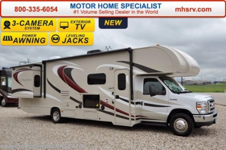 /SOLD - 7/16/15- TX
#1 Volume Selling Motor Home Dealer &amp; Thor Motor Coach Dealer in the World. &lt;iframe width=&quot;400&quot; height=&quot;300&quot; src=&quot;https://www.youtube.com/embed/VZXdH99Xe00&quot; frameborder=&quot;0&quot; allowfullscreen&gt;&lt;/iframe&gt; MSRP $110,106. New 2016 Thor Motor Coach Chateau Class C RV Model 31L with Ford E-450 chassis, Ford Triton V-10 engine &amp; 8,000 lb. trailer hitch. This unit measures approximately 32 feet 2 inches in length with 2 slide-out rooms. Options include the Premier Package which features a solid surface kitchen counter-top, roller shades, electronics power charging station, kitchen water filter system, LED ceiling lights, black tank flush, 30&quot; OTR microwave and a coach radio system with exterior speakers. Additional options include the all new HD-Max exterior color, exterior TV, child safety tether, attic fan, a 15.0 BTU A/C upgrade, second auxiliary battery, spare tire kit, fully automatic leveling jacks, heated remote exterior mirrors with side cameras, power driver&#39;s seat, leatherette driver/passenger chairs, cockpit carpet mat and wood dash applique. The Chateau Class C RV has an incredible list of standard features for 2016 as well including heated tanks, power windows and locks, power patio awning with integrated LED lighting, roof ladder, in-dash media center w/DVD/CD/AM/FM &amp; Bluetooth, deluxe exterior mirrors, oven, microwave, power vent in bath, skylight above shower, 4,000 Onan generator, auto transfer switch, cab A/C, battery disconnect switch, auxiliary battery (2 aux. batteries on 31 W model), gas/electric water heater and the RAPID CAMP remote system. Rapid Camp allows you to operate your slide-out room, generator, leveling jacks when applicable, power awning, selective lighting and more all from a touchscreen remote control. For additional information, brochures, and videos please visit Motor Home Specialist at  MHSRV .com or Call 800-335-6054. At Motor Home Specialist we DO NOT charge any prep or orientation fees like you will find at other dealerships. All sale prices include a 200 point inspection, interior and exterior wash &amp; detail of vehicle, a thorough coach orientation with an MHS technician, an RV Starter&#39;s kit, a night stay in our delivery park featuring landscaped and covered pads with full hook-ups and much more. Free airport shuttle available with purchase for out-of-town buyers. Read From THOUSANDS of Testimonials at MHSRV .com and See What They Had to Say About Their Experience at Motor Home Specialist. WHY PAY MORE?...... WHY SETTLE FOR LESS? 