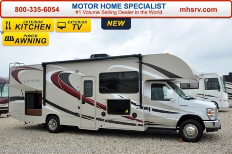 /TX 9-1-15 &lt;a href=&quot;http://www.mhsrv.com/thor-motor-coach/&quot;&gt;&lt;img src=&quot;http://www.mhsrv.com/images/sold-thor.jpg&quot; width=&quot;383&quot; height=&quot;141&quot; border=&quot;0&quot;/&gt;&lt;/a&gt;
World&#39;s RV Show Sale Priced Now Through Sept 12, 2015. Call 800-335-6054 for Details.  #1 Volume Selling Motor Home Dealer in the World. MSRP $100,865. New 2016 Thor Motor Coach Chateau Class C RV Model 29G with Ford E-450 chassis, Ford Triton V-10 engine &amp; 8,000 lb. trailer hitch. This unit measures approximately 29 feet 11 inches in length with two slides, heated tanks, power patio awning and exterior kitchen. Optional equipment includes the all new HD-Max exterior color, exterior TV, leatherette sofa, child safety tether, upgraded A/C, exterior shower, second auxiliary battery, spare tire, leatherette driver &amp; passenger chairs, cockpit carpet mat and wood dash applique. The Chateau Class C RV has an incredible list of standard features for 2016 as well including power windows and locks, power patio awning with integrated LED lighting, roof ladder, in-dash media center w/DVD/CD/AM/FM &amp; Bluetooth, deluxe exterior mirrors, bunk ladder, refrigerator, oven, microwave, power vent in bath, skylight above shower, 4000 Onan generator, auto transfer switch, roof A/C, cab A/C, battery disconnect switch, auxiliary battery, gas/electric water heater and much more. For additional information, brochures, and videos please visit Motor Home Specialist at  MHSRV .com or Call 800-335-6054. At Motor Home Specialist we DO NOT charge any prep or orientation fees like you will find at other dealerships. All sale prices include a 200 point inspection, interior and exterior wash &amp; detail of vehicle, a thorough coach orientation with an MHS technician, an RV Starter&#39;s kit, a night stay in our delivery park featuring landscaped and covered pads with full hook-ups and much more. Free airport shuttle available with purchase for out-of-town buyers. Read From THOUSANDS of Testimonials at MHSRV .com and See What They Had to Say About Their Experience at Motor Home Specialist. WHY PAY MORE?...... WHY SETTLE FOR LESS? 