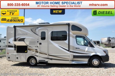 /SOLD - 7/16/15- IA
MSRP $112,846. New 2015 Thor Motor Coach Chateau Citation Sprinter Diesel. Model 24SL. This RV measures approximately 24ft. 10in. in length &amp; features a slide-out room and a large L-shaped sofa. Optional equipment includes the beautiful HD-Max exterior, exterior TV, heated holding tanks and second auxiliary battery. The all new 2015 Chateau Citation Sprinter also features a turbo diesel engine, AM/FM/CD, power windows &amp; locks, keyless entry &amp; much more. For additional coach information, brochures, window sticker, videos, photos, Chateau reviews, testimonials as well as additional information about Motor Home Specialist and our manufacturers&#39; please visit us at MHSRV .com or call 800-335-6054. At Motor Home Specialist we DO NOT charge any prep or orientation fees like you will find at other dealerships. All sale prices include a 200 point inspection, interior and exterior wash &amp; detail of vehicle, a thorough coach orientation with an MHS technician, an RV Starter&#39;s kit, a night stay in our delivery park featuring landscaped and covered pads with full hook-ups and much more. Free airport shuttle available with purchase for out-of-town buyers. WHY PAY MORE?... WHY SETTLE FOR LESS?  