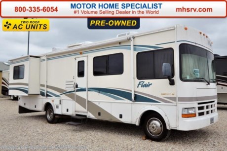 /AL 4/20/15 &lt;a href=&quot;http://www.mhsrv.com/fleetwood-rvs/&quot;&gt;&lt;img src=&quot;http://www.mhsrv.com/images/sold-fleetwood.jpg&quot; width=&quot;383&quot; height=&quot;141&quot; border=&quot;0&quot;/&gt;&lt;/a&gt;
Used Fleetwood RV for Sale- 2002 Fleetwood Flair 31A with 2 slides and 45,759 miles. This RV is approximately 31 feet in length with a Ford V10 engine, Ford chassis, power mirrors with heat, 5.5KW Onan generator, patio awnings, slide-out room toppers, 50 amp service, exterior shower, power leveling, back up camera, 3 burner range with oven, refrigerator, 2 ducted roof A/Cs and 2 TVs. For additional information and photos please visit Motor Home Specialist at www.MHSRV .com or call 800-335-6054.