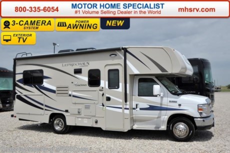 /IA 11-24-15 &lt;a href=&quot;http://www.mhsrv.com/coachmen-rv/&quot;&gt;&lt;img src=&quot;http://www.mhsrv.com/images/sold-coachmen.jpg&quot; width=&quot;383&quot; height=&quot;141&quot; border=&quot;0&quot;/&gt;&lt;/a&gt;
Receive a $1,000 VISA Gift Card with purchase from Motor Home Specialist while supplies last.  Family Owned &amp; Operated and the #1 Volume Selling Motor Home Dealer in the World as well as the #1 Coachmen in the World. &lt;object width=&quot;400&quot; height=&quot;300&quot;&gt;&lt;param name=&quot;movie&quot; value=&quot;//www.youtube.com/v/rUwAfncaG3M?version=3&amp;amp;hl=en_US&quot;&gt;&lt;/param&gt;&lt;param name=&quot;allowFullScreen&quot; value=&quot;true&quot;&gt;&lt;/param&gt;&lt;param name=&quot;allowscriptaccess&quot; value=&quot;always&quot;&gt;&lt;/param&gt;&lt;embed src=&quot;//www.youtube.com/v/rUwAfncaG3M?version=3&amp;amp;hl=en_US&quot; type=&quot;application/x-shockwave-flash&quot; width=&quot;400&quot; height=&quot;300&quot; allowscriptaccess=&quot;always&quot; allowfullscreen=&quot;true&quot;&gt;&lt;/embed&gt;&lt;/object&gt; 
MSRP $89,430. New 2016 Coachmen Leprechaun Model 220QB. This Luxury Class C RV measures approximately 24 feet 10 inches in length and is powered by a Ford Triton V-10 engine and Ford E-350 chassis. This beautiful RV includes the Leprechaun Banner Edition which features tinted windows, rear ladder, upgraded sofa, child safety net and ladder (N/A with front entertainment center), Bluetooth AM/FM/CD monitoring &amp; back up camera, power awning, LED exterior &amp; interior lighting, pop-up power tower, 50 gallon fresh water tank, 5K lb. hitch &amp; wire, slide out awning, glass shower door, Onan generator, 80&quot; long bed, night shades, roller bearing drawer glides, Travel Easy Roadside Assistance &amp; Azdel composite sidewalls. Additional options include a molded front cap with LED lights, spare tire, swivel driver &amp; passenger seats, exterior privacy windshield cover, 15,000 BTU A/C with heat pump, cockpit table, LED TV and an exterior entertainment center. This amazing class C also features the Leprechaun Luxury package that includes side view cameras, driver &amp; passenger leatherette seat covers, heated &amp; remote mirrors, convection microwave, wood grain dash applique, upgraded Serta Mattress (N/A 260 DS), 6 gallon gas/electric water heater, dual coach batteries, cab-over &amp; bedroom power vent fan and heated tank pads. For additional coach information, brochures, window sticker, videos, photos, Leprechaun reviews, testimonials as well as additional information about Motor Home Specialist and our manufacturers&#39; please visit us at MHSRV .com or call 800-335-6054. At Motor Home Specialist we DO NOT charge any prep or orientation fees like you will find at other dealerships. All sale prices include a 200 point inspection, interior and exterior wash &amp; detail of vehicle, a thorough coach orientation with an MHS technician, an RV Starter&#39;s kit, a night stay in our delivery park featuring landscaped and covered pads with full hook-ups and much more. Free airport shuttle available with purchase for out-of-town buyers. WHY PAY MORE?... WHY SETTLE FOR LESS? 