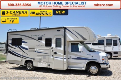 /AR 11-24-15 &lt;a href=&quot;http://www.mhsrv.com/coachmen-rv/&quot;&gt;&lt;img src=&quot;http://www.mhsrv.com/images/sold-coachmen.jpg&quot; width=&quot;383&quot; height=&quot;141&quot; border=&quot;0&quot;/&gt;&lt;/a&gt;
Receive a $1,000 VISA Gift Card with purchase from Motor Home Specialist while supplies last.  Family Owned &amp; Operated and the #1 Volume Selling Motor Home Dealer in the World as well as the #1 Coachmen in the World. &lt;object width=&quot;400&quot; height=&quot;300&quot;&gt;&lt;param name=&quot;movie&quot; value=&quot;//www.youtube.com/v/rUwAfncaG3M?version=3&amp;amp;hl=en_US&quot;&gt;&lt;/param&gt;&lt;param name=&quot;allowFullScreen&quot; value=&quot;true&quot;&gt;&lt;/param&gt;&lt;param name=&quot;allowscriptaccess&quot; value=&quot;always&quot;&gt;&lt;/param&gt;&lt;embed src=&quot;//www.youtube.com/v/rUwAfncaG3M?version=3&amp;amp;hl=en_US&quot; type=&quot;application/x-shockwave-flash&quot; width=&quot;400&quot; height=&quot;300&quot; allowscriptaccess=&quot;always&quot; allowfullscreen=&quot;true&quot;&gt;&lt;/embed&gt;&lt;/object&gt; 
MSRP $90,154. New 2016 Coachmen Leprechaun Model 220QB. This Luxury Class C RV measures approximately 24 feet 10 inches in length and is powered by a Ford Triton V-10 engine and Ford E-350 chassis. This beautiful RV includes the Leprechaun Banner Edition which features tinted windows, rear ladder, upgraded sofa, child safety net and ladder (N/A with front entertainment center), Bluetooth AM/FM/CD monitoring &amp; back up camera, power awning, LED exterior &amp; interior lighting, pop-up power tower, 50 gallon fresh water tank, 5K lb. hitch &amp; wire, slide out awning, glass shower door, Onan generator, 80&quot; long bed, night shades, roller bearing drawer glides, Travel Easy Roadside Assistance &amp; Azdel composite sidewalls. Additional options include dual recliners, molded front cap with LED lights, spare tire, swivel driver &amp; passenger seats, exterior privacy windshield cover, 15,000 BTU A/C with heat pump, cockpit table, LED TV and an exterior entertainment center. This amazing class C also features the Leprechaun Luxury package that includes side view cameras, driver &amp; passenger leatherette seat covers, heated &amp; remote mirrors, convection microwave, wood grain dash applique, upgraded Serta Mattress (N/A 260 DS), 6 gallon gas/electric water heater, dual coach batteries, cab-over &amp; bedroom power vent fan and heated tank pads. For additional coach information, brochures, window sticker, videos, photos, Leprechaun reviews, testimonials as well as additional information about Motor Home Specialist and our manufacturers&#39; please visit us at MHSRV .com or call 800-335-6054. At Motor Home Specialist we DO NOT charge any prep or orientation fees like you will find at other dealerships. All sale prices include a 200 point inspection, interior and exterior wash &amp; detail of vehicle, a thorough coach orientation with an MHS technician, an RV Starter&#39;s kit, a night stay in our delivery park featuring landscaped and covered pads with full hook-ups and much more. Free airport shuttle available with purchase for out-of-town buyers. WHY PAY MORE?... WHY SETTLE FOR LESS? 