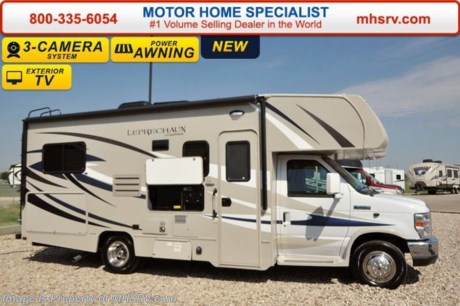 /TX 11-5-15 &lt;a href=&quot;http://www.mhsrv.com/coachmen-rv/&quot;&gt;&lt;img src=&quot;http://www.mhsrv.com/images/sold-coachmen.jpg&quot; width=&quot;383&quot; height=&quot;141&quot; border=&quot;0&quot;/&gt;&lt;/a&gt;
Receive a $1,000 VISA Gift Card with purchase from Motor Home Specialist while supplies last.  Family Owned &amp; Operated and the #1 Volume Selling Motor Home Dealer in the World as well as the #1 Coachmen in the World. &lt;object width=&quot;400&quot; height=&quot;300&quot;&gt;&lt;param name=&quot;movie&quot; value=&quot;//www.youtube.com/v/rUwAfncaG3M?version=3&amp;amp;hl=en_US&quot;&gt;&lt;/param&gt;&lt;param name=&quot;allowFullScreen&quot; value=&quot;true&quot;&gt;&lt;/param&gt;&lt;param name=&quot;allowscriptaccess&quot; value=&quot;always&quot;&gt;&lt;/param&gt;&lt;embed src=&quot;//www.youtube.com/v/rUwAfncaG3M?version=3&amp;amp;hl=en_US&quot; type=&quot;application/x-shockwave-flash&quot; width=&quot;400&quot; height=&quot;300&quot; allowscriptaccess=&quot;always&quot; allowfullscreen=&quot;true&quot;&gt;&lt;/embed&gt;&lt;/object&gt; 
MSRP $89,430. New 2016 Coachmen Leprechaun Model 220QB. This Luxury Class C RV measures approximately 24 feet 10 inches in length and is powered by a Ford Triton V-10 engine and Ford E-350 chassis. This beautiful RV includes the Leprechaun Banner Edition which features tinted windows, rear ladder, upgraded sofa, child safety net and ladder (N/A with front entertainment center), Bluetooth AM/FM/CD monitoring &amp; back up camera, power awning, LED exterior &amp; interior lighting, pop-up power tower, 50 gallon fresh water tank, 5K lb. hitch &amp; wire, slide out awning, glass shower door, Onan generator, 80&quot; long bed, night shades, roller bearing drawer glides, Travel Easy Roadside Assistance &amp; Azdel composite sidewalls. Additional options include a molded front cap with LED lights, spare tire, swivel driver &amp; passenger seats, exterior privacy windshield cover, 15,000 BTU A/C with heat pump, cockpit table, LED TV and an exterior entertainment center. This amazing class C also features the Leprechaun Luxury package that includes side view cameras, driver &amp; passenger leatherette seat covers, heated &amp; remote mirrors, convection microwave, wood grain dash applique, upgraded Serta Mattress (N/A 260 DS), 6 gallon gas/electric water heater, dual coach batteries, cab-over &amp; bedroom power vent fan and heated tank pads. For additional coach information, brochures, window sticker, videos, photos, Leprechaun reviews, testimonials as well as additional information about Motor Home Specialist and our manufacturers&#39; please visit us at MHSRV .com or call 800-335-6054. At Motor Home Specialist we DO NOT charge any prep or orientation fees like you will find at other dealerships. All sale prices include a 200 point inspection, interior and exterior wash &amp; detail of vehicle, a thorough coach orientation with an MHS technician, an RV Starter&#39;s kit, a night stay in our delivery park featuring landscaped and covered pads with full hook-ups and much more. Free airport shuttle available with purchase for out-of-town buyers. WHY PAY MORE?... WHY SETTLE FOR LESS? 