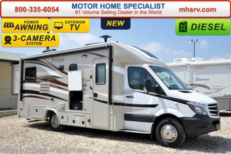 /SOLD 9/28/15 OR
Family Owned &amp; Operated and the #1 Volume Selling Motor Home Dealer in the World as well as the #1 Coachmen Dealer in the World. MSRP $119,829. New 2016 Coachmen Prism B+ Sprinter Diesel. Model 24G. This RV measures approximately 24 feet 10 inches in length with 2 slide-out rooms. Optional equipment includes the Banner package featuring a back up camera &amp; monitor, satellite radio, power awning, stainless steel wheel liners, MCD window shades, euro style refrigerator, cook top with glass cover, LED lights, exterior entertainment center, woodgrain dash applique, upgraded swivel pilot &amp; passenger seats, power skylight/roof vent, roller bearing drawer glides, rear stabilizers, Travel Easy Roadside Assistance &amp; exterior privacy windshield cover. Additional options include a upgraded 15,000 BTU A/C with heat pump, side view cameras, rear slide-out awning, side slide-out awning, Onan diesel generator and the exterior camp table. The Prism&#39;s impressive list of standards include a 3.0L V-6 turbo diesel engine, sunroof with night shade, hardwood cabinet doors, MCD roller shades, coach TV with DVD player, convection oven power vent, water heater, heated tanks, exterior shower and much more. For additional coach information, brochure, window sticker, videos, photos, Prism customer reviews &amp; testimonials please visit Motor Home Specialist at MHSRV .com or call 800-335-6054. At MHS we DO NOT charge any prep or orientation fees like you will find at other dealerships. All sale prices include a 200 point inspection, interior &amp; exterior wash &amp; detail of vehicle, a thorough coach orientation with an MHS technician, an RV Starter&#39;s kit, a nights stay in our delivery park featuring landscaped and covered pads with full hook-ups and much more. WHY PAY MORE?... WHY SETTLE FOR LESS? &lt;object width=&quot;400&quot; height=&quot;300&quot;&gt;&lt;param name=&quot;movie&quot; value=&quot;http://www.youtube.com/v/fBpsq4hH-Ws?version=3&amp;amp;hl=en_US&quot;&gt;&lt;/param&gt;&lt;param name=&quot;allowFullScreen&quot; value=&quot;true&quot;&gt;&lt;/param&gt;&lt;param name=&quot;allowscriptaccess&quot; value=&quot;always&quot;&gt;&lt;/param&gt;&lt;embed src=&quot;http://www.youtube.com/v/fBpsq4hH-Ws?version=3&amp;amp;hl=en_US&quot; type=&quot;application/x-shockwave-flash&quot; width=&quot;400&quot; height=&quot;300&quot; allowscriptaccess=&quot;always&quot; allowfullscreen=&quot;true&quot;&gt;&lt;/embed&gt;&lt;/object&gt; 