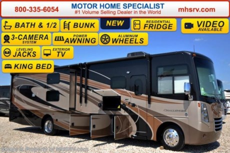 /TX 5/11/15 &lt;a href=&quot;http://www.mhsrv.com/thor-motor-coach/&quot;&gt;&lt;img src=&quot;http://www.mhsrv.com/images/sold-thor.jpg&quot; width=&quot;383&quot; height=&quot;141&quot; border=&quot;0&quot;/&gt;&lt;/a&gt;
#1 Volume Selling Motor Home Dealer &amp; Thor Motor Coach Dealer in the World.  &lt;object width=&quot;400&quot; height=&quot;300&quot;&gt;&lt;param name=&quot;movie&quot; value=&quot;//www.youtube.com/v/bN591K_alkM?hl=en_US&amp;amp;version=3&quot;&gt;&lt;/param&gt;&lt;param name=&quot;allowFullScreen&quot; value=&quot;true&quot;&gt;&lt;/param&gt;&lt;param name=&quot;allowscriptaccess&quot; value=&quot;always&quot;&gt;&lt;/param&gt;&lt;embed src=&quot;//www.youtube.com/v/bN591K_alkM?hl=en_US&amp;amp;version=3&quot; type=&quot;application/x-shockwave-flash&quot; width=&quot;400&quot; height=&quot;300&quot; allowscriptaccess=&quot;always&quot; allowfullscreen=&quot;true&quot;&gt;&lt;/embed&gt;&lt;/object&gt;  MSRP $181,306. This luxury bunk model RV measures approximately 38 feet 1 inch in length and features (3) slide-out rooms, Dream Dinette, sofa with air bed, fireplace, a 40&quot; LCD TV with sound bar, frameless windows, Flex-steel driver and passenger&#39;s chairs, detachable shore cord, 100 gallon fresh water tank, exterior speakers, LED lighting, beautiful decor, residential refrigerator, 1800 Watt inverter and bedroom TV. Optional equipment includes the beautiful full body paint exterior, frameless dual pane windows and a 3-burner range with oven. The all new 2016 Thor Motor Coach Challenger also features one of the most impressive lists of standard equipment in the RV industry including a Ford Triton V-10 engine, 5-speed automatic transmission, 22-Series ford chassis with aluminum wheels, fully automatic hydraulic leveling system, electric overhead Hide-Away Bunk, electric patio awning with LED lighting, side hinged baggage doors, exterior entertainment package, iPod docking station, DVD, LCD TVs, day/night shades, solid surface kitchen counter, dual roof A/C units, 5500 Onan generator, gas/electric water heater, heated and enclosed holding tanks and the RAPID CAMP remote system. Rapid Camp allows you to operate your slide-out room, generator, leveling jacks when applicable, power awning, selective lighting and more all from a touchscreen remote control. A few new features for 2016 include your choice of two beautiful high gloss glazed wood packages, 22 cf. residential refrigerator, roller shades in the cab area, 32 inch TVs in the bedroom, new solid surface kitchen counter and much more. For additional information, brochures, and videos please visit Motor Home Specialist at MHSRV .com or Call 800-335-6054. At Motor Home Specialist we DO NOT charge any prep or orientation fees like you will find at other dealerships. All sale prices include a 200 point inspection, interior and exterior wash &amp; detail of vehicle, a thorough coach orientation with an MHSRV technician, an RV Starter&#39;s kit, a night stay in our delivery park featuring landscaped and covered pads with full hook-ups and much more. Free airport shuttle available with purchase for out-of-town buyers. Read From THOUSANDS of Testimonials at MHSRV .com and See What They Had to Say About Their Experience at Motor Home Specialist. WHY PAY MORE?...... WHY SETTLE FOR LESS?  &lt;object width=&quot;400&quot; height=&quot;300&quot;&gt;&lt;param name=&quot;movie&quot; value=&quot;//www.youtube.com/v/VZXdH99Xe00?hl=en_US&amp;amp;version=3&quot;&gt;&lt;/param&gt;&lt;param name=&quot;allowFullScreen&quot; value=&quot;true&quot;&gt;&lt;/param&gt;&lt;param name=&quot;allowscriptaccess&quot; value=&quot;always&quot;&gt;&lt;/param&gt;&lt;embed src=&quot;//www.youtube.com/v/VZXdH99Xe00?hl=en_US&amp;amp;version=3&quot; type=&quot;application/x-shockwave-flash&quot; width=&quot;400&quot; height=&quot;300&quot; allowscriptaccess=&quot;always&quot; allowfullscreen=&quot;true&quot;&gt;&lt;/embed&gt;&lt;/object&gt;