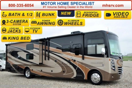 /CA 6-30-15 &lt;a href=&quot;http://www.mhsrv.com/thor-motor-coach/&quot;&gt;&lt;img src=&quot;http://www.mhsrv.com/images/sold-thor.jpg&quot; width=&quot;383&quot; height=&quot;141&quot; border=&quot;0&quot;/&gt;&lt;/a&gt;
#1 Volume Selling Motor Home Dealer &amp; Thor Motor Coach Dealer in the World.  &lt;object width=&quot;400&quot; height=&quot;300&quot;&gt;&lt;param name=&quot;movie&quot; value=&quot;//www.youtube.com/v/bN591K_alkM?hl=en_US&amp;amp;version=3&quot;&gt;&lt;/param&gt;&lt;param name=&quot;allowFullScreen&quot; value=&quot;true&quot;&gt;&lt;/param&gt;&lt;param name=&quot;allowscriptaccess&quot; value=&quot;always&quot;&gt;&lt;/param&gt;&lt;embed src=&quot;//www.youtube.com/v/bN591K_alkM?hl=en_US&amp;amp;version=3&quot; type=&quot;application/x-shockwave-flash&quot; width=&quot;400&quot; height=&quot;300&quot; allowscriptaccess=&quot;always&quot; allowfullscreen=&quot;true&quot;&gt;&lt;/embed&gt;&lt;/object&gt;  MSRP $181,306. This luxury bunk model RV measures approximately 38 feet 1 inch in length and features (3) slide-out rooms, Dream Dinette, sofa with air bed, fireplace, a 40&quot; LCD TV with sound bar, frameless windows, Flex-steel driver and passenger&#39;s chairs, detachable shore cord, 100 gallon fresh water tank, exterior speakers, LED lighting, beautiful decor, residential refrigerator, 1800 Watt inverter and bedroom TV. Optional equipment includes the beautiful full body paint exterior, frameless dual pane windows and a 3-burner range with oven. The all new 2016 Thor Motor Coach Challenger also features one of the most impressive lists of standard equipment in the RV industry including a Ford Triton V-10 engine, 5-speed automatic transmission, 22-Series ford chassis with aluminum wheels, fully automatic hydraulic leveling system, electric overhead Hide-Away Bunk, electric patio awning with LED lighting, side hinged baggage doors, exterior entertainment package, iPod docking station, DVD, LCD TVs, day/night shades, solid surface kitchen counter, dual roof A/C units, 5500 Onan generator, gas/electric water heater, heated and enclosed holding tanks and the RAPID CAMP remote system. Rapid Camp allows you to operate your slide-out room, generator, leveling jacks when applicable, power awning, selective lighting and more all from a touchscreen remote control. A few new features for 2016 include your choice of two beautiful high gloss glazed wood packages, 22 cf. residential refrigerator, roller shades in the cab area, 32 inch TVs in the bedroom, new solid surface kitchen counter and much more. For additional information, brochures, and videos please visit Motor Home Specialist at MHSRV .com or Call 800-335-6054. At Motor Home Specialist we DO NOT charge any prep or orientation fees like you will find at other dealerships. All sale prices include a 200 point inspection, interior and exterior wash &amp; detail of vehicle, a thorough coach orientation with an MHSRV technician, an RV Starter&#39;s kit, a night stay in our delivery park featuring landscaped and covered pads with full hook-ups and much more. Free airport shuttle available with purchase for out-of-town buyers. Read From THOUSANDS of Testimonials at MHSRV .com and See What They Had to Say About Their Experience at Motor Home Specialist. WHY PAY MORE?...... WHY SETTLE FOR LESS?  &lt;object width=&quot;400&quot; height=&quot;300&quot;&gt;&lt;param name=&quot;movie&quot; value=&quot;//www.youtube.com/v/VZXdH99Xe00?hl=en_US&amp;amp;version=3&quot;&gt;&lt;/param&gt;&lt;param name=&quot;allowFullScreen&quot; value=&quot;true&quot;&gt;&lt;/param&gt;&lt;param name=&quot;allowscriptaccess&quot; value=&quot;always&quot;&gt;&lt;/param&gt;&lt;embed src=&quot;//www.youtube.com/v/VZXdH99Xe00?hl=en_US&amp;amp;version=3&quot; type=&quot;application/x-shockwave-flash&quot; width=&quot;400&quot; height=&quot;300&quot; allowscriptaccess=&quot;always&quot; allowfullscreen=&quot;true&quot;&gt;&lt;/embed&gt;&lt;/object&gt;