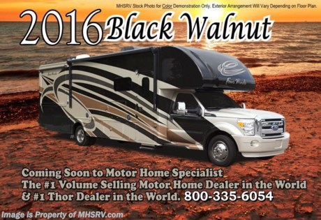 /MN 6-4-15 &lt;a href=&quot;http://www.mhsrv.com/thor-motor-coach/&quot;&gt;&lt;img src=&quot;http://www.mhsrv.com/images/sold-thor.jpg&quot; width=&quot;383&quot; height=&quot;141&quot; border=&quot;0&quot;/&gt;&lt;/a&gt;
Family Owned &amp; Operated and the #1 Volume Selling Motor Home Dealer in the World as well as the #1 Thor Motor Coach Dealer in the World. MSRP $168,228. New 2016 Thor Motor Coach 33SW Super C model motor home with a full wall slide. This unit is approximately 34 feet 6 inches in length and is powered by a powerful 300 HP Powerstroke 6.7L diesel engine with 660 lb. ft. of torque. It rides on a Ford F-550 chassis with a 6-speed automatic transmission and boast a 10,000 lb. hitch, rear pass-thru MEGA-Storage, extreme duty 4 wheel ABS disc brakes and an electronic brake controller integrated into the dash. Options include the beautiful full body paint exterior, cabover entertainment center with 50&quot; TV &amp; soundbar, (2) power attic fans, child safety tether and an upgraded 6.0 Onan diesel generator. The 2016 Four Winds Super C also features an exterior entertainment center, dual roof air conditioners, power patio awning, one-touch automatic leveling system, residential refrigerator, 30 inch over-the-range microwave, solid surface counter-top, touch screen AM/FM/CD/MP3 player, back-up monitor with side view cameras, remote heated exterior mirrors, power windows and locks, leatherette driver &amp; passenger captain&#39;s chairs, fiberglass running boards, soft touch ceilings, heavy duty ball bearing drawer guides, bedroom LCD TV, large LCD TV in the living area, inverter and heated holding tanks. For additional coach information, brochures, window sticker, videos, photos, Four Winds reviews, testimonials as well as additional information about Motor Home Specialist and our manufacturers&#39; please visit us at MHSRV .com or call 800-335-6054. At Motor Home Specialist we DO NOT charge any prep or orientation fees like you will find at other dealerships. All sale prices include a 200 point inspection, interior and exterior wash &amp; detail of vehicle, a thorough coach orientation with an MHS technician, an RV Starter&#39;s kit, a night stay in our delivery park featuring landscaped and covered pads with full hook-ups and much more. Free airport shuttle available with purchase for out-of-town buyers. WHY PAY MORE?... WHY SETTLE FOR LESS?  &lt;object width=&quot;400&quot; height=&quot;300&quot;&gt;&lt;param name=&quot;movie&quot; value=&quot;//www.youtube.com/v/VZXdH99Xe00?hl=en_US&amp;amp;version=3&quot;&gt;&lt;/param&gt;&lt;param name=&quot;allowFullScreen&quot; value=&quot;true&quot;&gt;&lt;/param&gt;&lt;param name=&quot;allowscriptaccess&quot; value=&quot;always&quot;&gt;&lt;/param&gt;&lt;embed src=&quot;//www.youtube.com/v/VZXdH99Xe00?hl=en_US&amp;amp;version=3&quot; type=&quot;application/x-shockwave-flash&quot; width=&quot;400&quot; height=&quot;300&quot; allowscriptaccess=&quot;always&quot; allowfullscreen=&quot;true&quot;&gt;&lt;/embed&gt;&lt;/object&gt; 