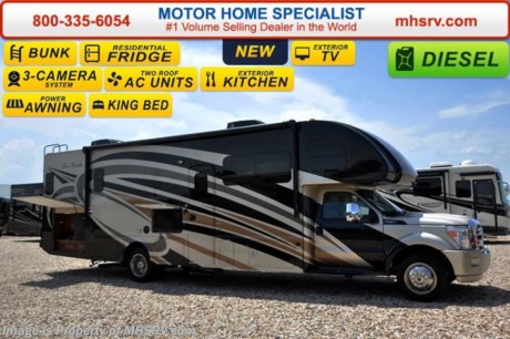 /TX 6/15/15 &lt;a href=&quot;http://www.mhsrv.com/thor-motor-coach/&quot;&gt;&lt;img src=&quot;http://www.mhsrv.com/images/sold-thor.jpg&quot; width=&quot;383&quot; height=&quot;141&quot; border=&quot;0&quot;/&gt;&lt;/a&gt;
 Family Owned &amp; Operated and the #1 Volume Selling Motor Home Dealer in the World as well as the #1 Thor Motor Coach Dealer in the World. MSRP $171,535. New 2016 Thor Motor Coach 35SB Bunk Model Super C motor home with a full wall slide. This unit is approximately 35 feet 11 inches in length and is powered by a powerful 300 HP Powerstroke 6.7L diesel engine with 660 lb. ft. of torque. It rides on a Ford F-550 chassis with a 6-speed automatic transmission and boast a 10,000 lb. hitch, extreme duty 4 wheel ABS disc brakes and an electronic brake controller integrated into the dash. Options include the beautiful full body paint exterior, (2) power attic fans, dual child safety tethers and an upgraded 6.0 Onan diesel generator. The 2016 Four Winds Super C also features an exterior entertainment center, dual roof air conditioners, power patio awning, one-touch automatic leveling system, residential refrigerator, 30 inch over-the-range microwave, solid surface counter-top, touch screen AM/FM/CD/MP3 player, back-up monitor with side view cameras, remote heated exterior mirrors, power windows and locks, leatherette driver &amp; passenger captain&#39;s chairs, fiberglass running boards, soft touch ceilings, heavy duty ball bearing drawer guides, bedroom LCD TV, large LCD TV in the living area, inverter and heated holding tanks. For additional coach information, brochures, window sticker, videos, photos, Four Winds reviews, testimonials as well as additional information about Motor Home Specialist and our manufacturers&#39; please visit us at MHSRV .com or call 800-335-6054. At Motor Home Specialist we DO NOT charge any prep or orientation fees like you will find at other dealerships. All sale prices include a 200 point inspection, interior and exterior wash &amp; detail of vehicle, a thorough coach orientation with an MHS technician, an RV Starter&#39;s kit, a night stay in our delivery park featuring landscaped and covered pads with full hook-ups and much more. Free airport shuttle available with purchase for out-of-town buyers. WHY PAY MORE?... WHY SETTLE FOR LESS?  &lt;object width=&quot;400&quot; height=&quot;300&quot;&gt;&lt;param name=&quot;movie&quot; value=&quot;//www.youtube.com/v/VZXdH99Xe00?hl=en_US&amp;amp;version=3&quot;&gt;&lt;/param&gt;&lt;param name=&quot;allowFullScreen&quot; value=&quot;true&quot;&gt;&lt;/param&gt;&lt;param name=&quot;allowscriptaccess&quot; value=&quot;always&quot;&gt;&lt;/param&gt;&lt;embed src=&quot;//www.youtube.com/v/VZXdH99Xe00?hl=en_US&amp;amp;version=3&quot; type=&quot;application/x-shockwave-flash&quot; width=&quot;400&quot; height=&quot;300&quot; allowscriptaccess=&quot;always&quot; allowfullscreen=&quot;true&quot;&gt;&lt;/embed&gt;&lt;/object&gt; 
