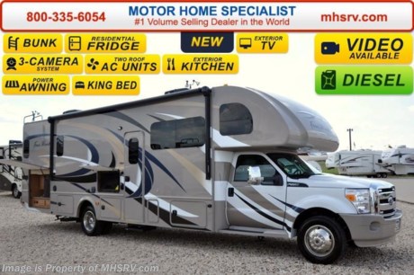 /TX 6-30-15 &lt;a href=&quot;http://www.mhsrv.com/thor-motor-coach/&quot;&gt;&lt;img src=&quot;http://www.mhsrv.com/images/sold-thor.jpg&quot; width=&quot;383&quot; height=&quot;141&quot; border=&quot;0&quot;/&gt;&lt;/a&gt;
Family Owned &amp; Operated and the #1 Volume Selling Motor Home Dealer in the World as well as the #1 Thor Motor Coach Dealer in the World. MSRP $161,042. New 2016 Thor Motor Coach 35SB Bunk Model Super C motor home with a full wall slide. This unit is approximately 35 feet 11 inches in length and is powered by a powerful 300 HP Powerstroke 6.7L diesel engine with 660 lb. ft. of torque. It rides on a Ford F-550 chassis with a 6-speed automatic transmission and boast a 10,000 lb. hitch, extreme duty 4 wheel ABS disc brakes and an electronic brake controller integrated into the dash. Options include the beautiful HD-Max exterior, (2) power attic fans, dual child safety tethers and an upgraded 6.0 Onan diesel generator. The 2016 Four Winds Super C also features an exterior entertainment center, dual roof air conditioners, power patio awning, one-touch automatic leveling system, residential refrigerator, 30 inch over-the-range microwave, solid surface counter-top, touch screen AM/FM/CD/MP3 player, back-up monitor with side view cameras, remote heated exterior mirrors, power windows and locks, leatherette driver &amp; passenger captain&#39;s chairs, fiberglass running boards, soft touch ceilings, heavy duty ball bearing drawer guides, bedroom LCD TV, large LCD TV in the living area, inverter and heated holding tanks. For additional coach information, brochures, window sticker, videos, photos, Four Winds reviews, testimonials as well as additional information about Motor Home Specialist and our manufacturers&#39; please visit us at MHSRV .com or call 800-335-6054. At Motor Home Specialist we DO NOT charge any prep or orientation fees like you will find at other dealerships. All sale prices include a 200 point inspection, interior and exterior wash &amp; detail of vehicle, a thorough coach orientation with an MHS technician, an RV Starter&#39;s kit, a night stay in our delivery park featuring landscaped and covered pads with full hook-ups and much more. Free airport shuttle available with purchase for out-of-town buyers. WHY PAY MORE?... WHY SETTLE FOR LESS?  &lt;object width=&quot;400&quot; height=&quot;300&quot;&gt;&lt;param name=&quot;movie&quot; value=&quot;//www.youtube.com/v/VZXdH99Xe00?hl=en_US&amp;amp;version=3&quot;&gt;&lt;/param&gt;&lt;param name=&quot;allowFullScreen&quot; value=&quot;true&quot;&gt;&lt;/param&gt;&lt;param name=&quot;allowscriptaccess&quot; value=&quot;always&quot;&gt;&lt;/param&gt;&lt;embed src=&quot;//www.youtube.com/v/VZXdH99Xe00?hl=en_US&amp;amp;version=3&quot; type=&quot;application/x-shockwave-flash&quot; width=&quot;400&quot; height=&quot;300&quot; allowscriptaccess=&quot;always&quot; allowfullscreen=&quot;true&quot;&gt;&lt;/embed&gt;&lt;/object&gt; 