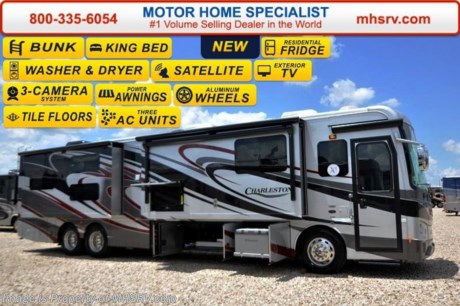 /SOLD 8/13/15
World&#39;s RV Show Sale Priced Now Through Sept 12, 2015. Call 800-335-6054 for Details. Family Owned &amp; Operated and the #1 Volume Selling Motor Home Dealer in the World as well as the #1 Volume Selling Forest River Diesel Dealer in the World.  &lt;object width=&quot;400&quot; height=&quot;300&quot;&gt;&lt;param name=&quot;movie&quot; value=&quot;http://www.youtube.com/v/fBpsq4hH-Ws?version=3&amp;amp;hl=en_US&quot;&gt;&lt;/param&gt;&lt;param name=&quot;allowFullScreen&quot; value=&quot;true&quot;&gt;&lt;/param&gt;&lt;param name=&quot;allowscriptaccess&quot; value=&quot;always&quot;&gt;&lt;/param&gt;&lt;embed src=&quot;http://www.youtube.com/v/fBpsq4hH-Ws?version=3&amp;amp;hl=en_US&quot; type=&quot;application/x-shockwave-flash&quot; width=&quot;400&quot; height=&quot;300&quot; allowscriptaccess=&quot;always&quot; allowfullscreen=&quot;true&quot;&gt;&lt;/embed&gt;&lt;/object&gt; MSRP $368,256. The new 2016 Forest River Charleston 430BH Tag Axle Luxury Bunk House Diesel features include: a new one-key system for the entrance &amp; cargo doors, integrated navigation system, 15K lb. hitch, newly designed front and rear caps with LED lit Charleston graphic in front, 40 inch Sony LED / HD front overhead TV, True induction cook-top, bedroom ceiling fan, 40 inch Sony exterior TV with entertainment system, 10KW Onan diesel generator with power slide-out, 3 low profile A/Cs (2-15,000 BTU w/heat pump in front and rear, 13,500 in middle). This bunk model RV measures approximately 43 feet 5 inches in length. Optional equipment includes a booth dinette, Sikkens brand automotive 4 color exterior full body paint with 4X clear coat, Bose sound system with sub-woofer and a stainless steel dishwasher. It is powered by the 450HP Cummins Turbo Charged ISL 8.9L engine with 1250 lbs./FT, Allison 3000 series transmission and has an incredible list of standard equipment. For additional coach information, brochures, window sticker, videos, photos, Charleston reviews &amp; testimonials as well as additional information about Motor Home Specialist and our manufacturers&#39; please visit us at MHSRV .com or call 800-335-6054. At Motor Home Specialist we DO NOT charge any prep or orientation fees like you will find at other dealerships. All sale prices include a 200 point inspection, interior and exterior wash &amp; detail of vehicle, a thorough coach orientation with an MHSRV technician, an RV Starter&#39;s kit, a night stay in our delivery park featuring landscaped and covered pads with full hook-ups and much more. Free airport shuttle available with purchase for out-of-town buyers. WHY PAY MORE?... WHY SETTLE FOR LESS? &lt;iframe width=&quot;400&quot; height=&quot;300&quot; src=&quot;https://www.youtube.com/embed/49D-4ZIktHY&quot; frameborder=&quot;0&quot; allowfullscreen&gt;&lt;/iframe&gt;