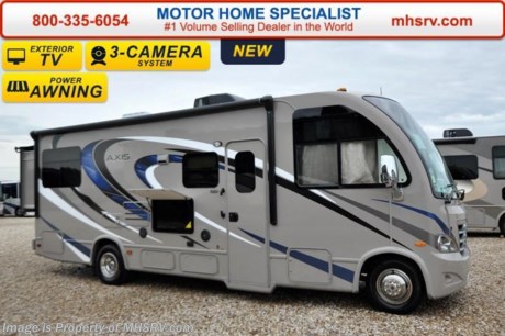 /AR 5/29/15 &lt;a href=&quot;http://www.mhsrv.com/thor-motor-coach/&quot;&gt;&lt;img src=&quot;http://www.mhsrv.com/images/sold-thor.jpg&quot; width=&quot;383&quot; height=&quot;141&quot; border=&quot;0&quot; /&gt;&lt;/a&gt;
Family Owned &amp; Operated and the #1 Volume Selling Motor Home Dealer in the World as well as the #1 Thor Motor Coach Dealer in the World.  &lt;iframe width=&quot;400&quot; height=&quot;300&quot; src=&quot;https://www.youtube.com/embed/M6f0nvJ2zi0&quot; frameborder=&quot;0&quot; allowfullscreen&gt;&lt;/iframe&gt; Thor Motor Coach has done it again with the world&#39;s first RUV! (Recreational Utility Vehicle) Check out the all new 2016 Thor Motor Coach Axis RUV Model 25.2 with Slide-Out Room! MSRP $99,288. The Axis combines Style, Function, Affordability &amp; Innovation like no other RV available in the industry today! It is powered by a Ford Triton V-10 engine and built on the Ford E-350 Super Duty chassis providing a lower center of gravity and ease of drivability normally found only in a class C RV, but now available in this mini class A motorhome measuring approximately 26 ft. 6 inches. Taking superior drivability even one step further, the Axis will also feature something normally only found in a high-end luxury diesel pusher motor coach... an Independent Front Suspension system! With a style all its own the Axis will provide superior handling and fuel economy and appeal to couples &amp; family RVers as well. You will also find another full size power drop down bunk above the cockpit, a large L-shaped sofa/sleeper, rear slide, flip-up countertop, spacious living room and even pass-through exterior storage. Optional equipment includes the HD-Max colored sidewalls and graphics, bedroom TV, exterior TV, (2) attic fans, an upgraded 15.0 BTU A/C, heated holding tanks and a second auxiliary battery. You will also be pleased to find a host of feature appointments that include tinted and frameless windows, a power patio awning with LED lights, convection microwave (N/A with oven option), 3 burner cooktop, living room TV, LED ceiling lights, Onan 4000 generator, gas/electric water heater, power and heated mirrors with integrated side-view cameras, back-up camera, 8,000lb. trailer hitch, cabinet doors with designer door fronts and a spacious cockpit design with unparalleled visibility as well as a fold out map/laptop table and an additional cab table that can easily be stored when traveling.  For additional coach information, brochures, window sticker, videos, photos, Axis reviews, testimonials as well as additional information about Motor Home Specialist and our manufacturers&#39; please visit us at MHSRV .com or call 800-335-6054. At Motor Home Specialist we DO NOT charge any prep or orientation fees like you will find at other dealerships. All sale prices include a 200 point inspection, interior and exterior wash &amp; detail of vehicle, a thorough coach orientation with an MHS technician, an RV Starter&#39;s kit, a night stay in our delivery park featuring landscaped and covered pads with full hook-ups and much more. Free airport shuttle available with purchase for out-of-town buyers. WHY PAY MORE?... WHY SETTLE FOR LESS? 