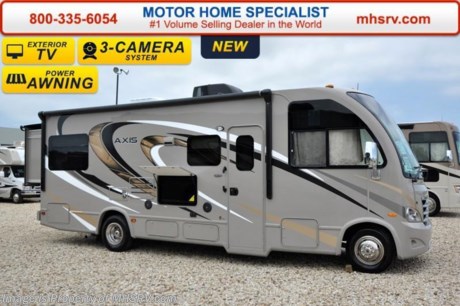 /TX 9-1-15 &lt;a href=&quot;http://www.mhsrv.com/thor-motor-coach/&quot;&gt;&lt;img src=&quot;http://www.mhsrv.com/images/sold-thor.jpg&quot; width=&quot;383&quot; height=&quot;141&quot; border=&quot;0&quot;/&gt;&lt;/a&gt;
World&#39;s RV Show Sale Priced Now Through Sept 12, 2015. Call 800-335-6054 for Details. Family Owned &amp; Operated and the #1 Volume Selling Motor Home Dealer in the World as well as the #1 Thor Motor Coach Dealer in the World.  &lt;iframe width=&quot;400&quot; height=&quot;300&quot; src=&quot;https://www.youtube.com/embed/M6f0nvJ2zi0&quot; frameborder=&quot;0&quot; allowfullscreen&gt;&lt;/iframe&gt; Thor Motor Coach has done it again with the world&#39;s first RUV! (Recreational Utility Vehicle) Check out the all new 2016 Thor Motor Coach Axis RUV Model 25.2 with Slide-Out Room! MSRP $99,288. The Axis combines Style, Function, Affordability &amp; Innovation like no other RV available in the industry today! It is powered by a Ford Triton V-10 engine and built on the Ford E-350 Super Duty chassis providing a lower center of gravity and ease of drivability normally found only in a class C RV, but now available in this mini class A motorhome measuring approximately 26 ft. 6 inches. Taking superior drivability even one step further, the Axis will also feature something normally only found in a high-end luxury diesel pusher motor coach... an Independent Front Suspension system! With a style all its own the Axis will provide superior handling and fuel economy and appeal to couples &amp; family RVers as well. You will also find another full size power drop down bunk above the cockpit, a large L-shaped sofa/sleeper, rear slide, flip-up countertop, spacious living room and even pass-through exterior storage. Optional equipment includes the HD-Max colored sidewalls and graphics, bedroom TV, exterior TV, (2) attic fans, an upgraded 15.0 BTU A/C, heated holding tanks and a second auxiliary battery. You will also be pleased to find a host of feature appointments that include tinted and frameless windows, a power patio awning with LED lights, convection microwave (N/A with oven option), 3 burner cooktop, living room TV, LED ceiling lights, Onan 4000 generator, gas/electric water heater, power and heated mirrors with integrated side-view cameras, back-up camera, 8,000lb. trailer hitch, cabinet doors with designer door fronts and a spacious cockpit design with unparalleled visibility as well as a fold out map/laptop table and an additional cab table that can easily be stored when traveling.  For additional coach information, brochures, window sticker, videos, photos, Axis reviews, testimonials as well as additional information about Motor Home Specialist and our manufacturers&#39; please visit us at MHSRV .com or call 800-335-6054. At Motor Home Specialist we DO NOT charge any prep or orientation fees like you will find at other dealerships. All sale prices include a 200 point inspection, interior and exterior wash &amp; detail of vehicle, a thorough coach orientation with an MHS technician, an RV Starter&#39;s kit, a night stay in our delivery park featuring landscaped and covered pads with full hook-ups and much more. Free airport shuttle available with purchase for out-of-town buyers. WHY PAY MORE?... WHY SETTLE FOR LESS? 