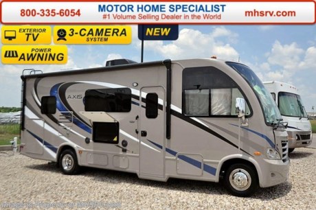 /TX 5-9-16 &lt;a href=&quot;http://www.mhsrv.com/thor-motor-coach/&quot;&gt;&lt;img src=&quot;http://www.mhsrv.com/images/sold-thor.jpg&quot; width=&quot;383&quot; height=&quot;141&quot; border=&quot;0&quot;/&gt;&lt;/a&gt;
Family Owned &amp; Operated and the #1 Volume Selling Motor Home Dealer in the World as well as the #1 Thor Motor Coach Dealer in the World.  &lt;iframe width=&quot;400&quot; height=&quot;300&quot; src=&quot;https://www.youtube.com/embed/M6f0nvJ2zi0&quot; frameborder=&quot;0&quot; allowfullscreen&gt;&lt;/iframe&gt; Thor Motor Coach has done it again with the world&#39;s first RUV! (Recreational Utility Vehicle) Check out the all new 2016 Thor Motor Coach Axis RUV Model 24.2 with Slide-Out Room! MSRP $100,045. The Axis combines Style, Function, Affordability &amp; Innovation like no other RV available in the industry today! It is powered by a Ford Triton V-10 engine and is approximately 25 ft. 11 inches. Taking superior drivability even one step further, the Axis will also feature something normally only found in a high-end luxury diesel pusher motor coach... an Independent Front Suspension system! With a style all its own the Axis will provide superior handling and fuel economy and appeal to couples &amp; family RVers as well. You will also find another full size power drop down bunk above the cockpit, sofa/sleeper, spacious living room and even pass-through exterior storage. Optional equipment includes the HD-Max colored sidewalls and graphics, bedroom TV, exterior TV, (2) attic fans, an upgraded 15.0 BTU A/C, heated holding tanks and a second auxiliary battery. You will also be pleased to find a host of feature appointments that include tinted and frameless windows, a power patio awning with LED lights, convection microwave (N/A with oven option), 3 burner cooktop, living room TV, LED ceiling lights, Onan 4000 generator, gas/electric water heater, power and heated mirrors with integrated side-view cameras, back-up camera, 8,000lb. trailer hitch, cabinet doors with designer door fronts and a spacious cockpit design with unparalleled visibility as well as a fold out map/laptop table and an additional cab table that can easily be stored when traveling.  For additional coach information, brochures, window sticker, videos, photos, Axis reviews, testimonials as well as additional information about Motor Home Specialist and our manufacturers&#39; please visit us at MHSRV .com or call 800-335-6054. At Motor Home Specialist we DO NOT charge any prep or orientation fees like you will find at other dealerships. All sale prices include a 200 point inspection, interior and exterior wash &amp; detail of vehicle, a thorough coach orientation with an MHS technician, an RV Starter&#39;s kit, a night stay in our delivery park featuring landscaped and covered pads with full hook-ups and much more. Free airport shuttle available with purchase for out-of-town buyers. WHY PAY MORE?... WHY SETTLE FOR LESS? 