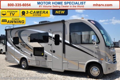 /TX 4/26/16 &lt;a href=&quot;http://www.mhsrv.com/thor-motor-coach/&quot;&gt;&lt;img src=&quot;http://www.mhsrv.com/images/sold-thor.jpg&quot; width=&quot;383&quot; height=&quot;141&quot; border=&quot;0&quot;/&gt;&lt;/a&gt;
Family Owned &amp; Operated and the #1 Volume Selling Motor Home Dealer in the World as well as the #1 Thor Motor Coach Dealer in the World.  &lt;iframe width=&quot;400&quot; height=&quot;300&quot; src=&quot;https://www.youtube.com/embed/M6f0nvJ2zi0&quot; frameborder=&quot;0&quot; allowfullscreen&gt;&lt;/iframe&gt; Thor Motor Coach has done it again with the world&#39;s first RUV! (Recreational Utility Vehicle) Check out the all new 2016 Thor Motor Coach Axis RUV Model 24.2 with Slide-Out Room! MSRP $100,045. The Axis combines Style, Function, Affordability &amp; Innovation like no other RV available in the industry today! It is powered by a Ford Triton V-10 engine and built on the Ford E-350 Super Duty chassis providing a lower center of gravity and is approximately 25 ft. 11 inches. Taking superior drivability even one step further, the Axis will also feature something normally only found in a high-end luxury diesel pusher motor coach... an Independent Front Suspension system! With a style all its own the Axis will provide superior handling and fuel economy and appeal to couples &amp; family RVers as well. You will also find another full size power drop down bunk above the cockpit, sofa/sleeper, spacious living room and even pass-through exterior storage. Optional equipment includes the HD-Max colored sidewalls and graphics, bedroom TV, exterior TV, (2) attic fans, an upgraded 15.0 BTU A/C, heated holding tanks and a second auxiliary battery. You will also be pleased to find a host of feature appointments that include tinted and frameless windows, a power patio awning with LED lights, convection microwave (N/A with oven option), 3 burner cooktop, living room TV, LED ceiling lights, Onan 4000 generator, gas/electric water heater, power and heated mirrors with integrated side-view cameras, back-up camera, 8,000lb. trailer hitch, cabinet doors with designer door fronts and a spacious cockpit design with unparalleled visibility as well as a fold out map/laptop table and an additional cab table that can easily be stored when traveling.  For additional coach information, brochures, window sticker, videos, photos, Axis reviews, testimonials as well as additional information about Motor Home Specialist and our manufacturers&#39; please visit us at MHSRV .com or call 800-335-6054. At Motor Home Specialist we DO NOT charge any prep or orientation fees like you will find at other dealerships. All sale prices include a 200 point inspection, interior and exterior wash &amp; detail of vehicle, a thorough coach orientation with an MHS technician, an RV Starter&#39;s kit, a night stay in our delivery park featuring landscaped and covered pads with full hook-ups and much more. Free airport shuttle available with purchase for out-of-town buyers. WHY PAY MORE?... WHY SETTLE FOR LESS? 