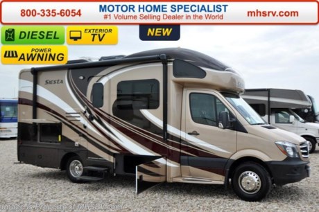 /TX 8-15-16 &lt;a href=&quot;http://www.mhsrv.com/thor-motor-coach/&quot;&gt;&lt;img src=&quot;http://www.mhsrv.com/images/sold-thor.jpg&quot; width=&quot;383&quot; height=&quot;141&quot; border=&quot;0&quot; /&gt;&lt;/a&gt;      Special offer from Motor Home Specialist Ends September 15th, 2016. Family Owned &amp; Operated and the #1 Volume Selling Motor Home Dealer in the World as well as the #1 Thor Motor Coach Dealer in the World. MSRP $127,194. New 2016 Thor Motor Coach Four Winds Siesta Sprinter Diesel. Model 24SL. This RV measures approximately 24ft. 10in. in length &amp; features a slide-out room and a large L-shaped sofa. Optional equipment includes the beautiful full body paint exterior, diesel generator, 13.5 low profile A/C with heat pump, child safety tether, exterior TV, heated holding tanks and second auxiliary battery. The all new 2016 Four Winds Siesta Sprinter also features a turbo diesel engine, AM/FM/CD, power windows &amp; locks, keyless entry, power vent, back up camera, solid surface kitchen counter, 3-point seatbelts, driver &amp; passenger airbags, heated remote side mirrors, fiberglass running boards, spare tire, hitch, back-up monitor, roof ladder, outside shower, slide-out awning, electric step &amp; much more. For additional coach information, brochures, window sticker, videos, photos, Siesta reviews, testimonials as well as additional information about Motor Home Specialist and our manufacturers&#39; please visit us at MHSRV .com or call 800-335-6054. At Motor Home Specialist we DO NOT charge any prep or orientation fees like you will find at other dealerships. All sale prices include a 200 point inspection, interior and exterior wash &amp; detail of vehicle, a thorough coach orientation with an MHS technician, an RV Starter&#39;s kit, a night stay in our delivery park featuring landscaped and covered pads with full hook-ups and much more. Free airport shuttle available with purchase for out-of-town buyers. WHY PAY MORE?... WHY SETTLE FOR LESS? &lt;object width=&quot;400&quot; height=&quot;300&quot;&gt;&lt;param name=&quot;movie&quot; value=&quot;http://www.youtube.com/v/fBpsq4hH-Ws?version=3&amp;amp;hl=en_US&quot;&gt;&lt;/param&gt;&lt;param name=&quot;allowFullScreen&quot; value=&quot;true&quot;&gt;&lt;/param&gt;&lt;param name=&quot;allowscriptaccess&quot; value=&quot;always&quot;&gt;&lt;/param&gt;&lt;embed src=&quot;http://www.youtube.com/v/fBpsq4hH-Ws?version=3&amp;amp;hl=en_US&quot; type=&quot;application/x-shockwave-flash&quot; width=&quot;400&quot; height=&quot;300&quot; allowscriptaccess=&quot;always&quot; allowfullscreen=&quot;true&quot;&gt;&lt;/embed&gt;&lt;/object&gt;
