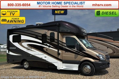 /AZ 3/21/16 &lt;a href=&quot;http://www.mhsrv.com/thor-motor-coach/&quot;&gt;&lt;img src=&quot;http://www.mhsrv.com/images/sold-thor.jpg&quot; width=&quot;383&quot; height=&quot;141&quot; border=&quot;0&quot;/&gt;&lt;/a&gt;
Family Owned &amp; Operated and the #1 Volume Selling Motor Home Dealer in the World as well as the #1 Thor Motor Coach Dealer in the World. MSRP $127,607. New 2016 Thor Motor Coach Chateau Citation Sprinter Diesel. Model 24SA. This RV measures approximately 24ft. 6in. in length &amp; features a slide-out room and U-shaped dinette. Optional equipment includes the beautiful full body paint exterior, diesel generator, child safety tether, 13.5 low profile A/C with heat pump, exterior TV, bedroom TV, holding tanks with heat pads and second auxiliary battery. The all new 2016 Chateau Citation Sprinter also features a turbo diesel engine, AM/FM/CD, power windows &amp; locks, keyless entry, power vent, back up camera, solid surface kitchen counter, 3-point seatbelts, driver &amp; passenger airbags, heated remote side mirrors, fiberglass running boards, spare tire, hitch, back-up monitor, roof ladder, outside shower, slide-out awning, electric step &amp; much more. For additional coach information, brochures, window sticker, videos, photos, Citation reviews, testimonials as well as additional information about Motor Home Specialist and our manufacturers&#39; please visit us at MHSRV .com or call 800-335-6054. At Motor Home Specialist we DO NOT charge any prep or orientation fees like you will find at other dealerships. All sale prices include a 200 point inspection, interior and exterior wash &amp; detail of vehicle, a thorough coach orientation with an MHS technician, an RV Starter&#39;s kit, a night stay in our delivery park featuring landscaped and covered pads with full hook-ups and much more. Free airport shuttle available with purchase for out-of-town buyers. WHY PAY MORE?... WHY SETTLE FOR LESS? 