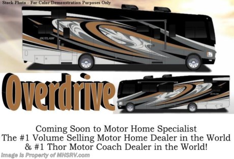 /FL 5/29/15 &lt;a href=&quot;http://www.mhsrv.com/thor-motor-coach/&quot;&gt;&lt;img src=&quot;http://www.mhsrv.com/images/sold-thor.jpg&quot; width=&quot;383&quot; height=&quot;141&quot; border=&quot;0&quot; /&gt;&lt;/a&gt;
Family Owned &amp; Operated and the #1 Volume Selling Motor Home Dealer in the World as well as the #1 Thor Motor Coach Dealer in the World. &lt;object width=&quot;400&quot; height=&quot;300&quot;&gt;&lt;param name=&quot;movie&quot; value=&quot;http://www.youtube.com/v/fBpsq4hH-Ws?version=3&amp;amp;hl=en_US&quot;&gt;&lt;/param&gt;&lt;param name=&quot;allowFullScreen&quot; value=&quot;true&quot;&gt;&lt;/param&gt;&lt;param name=&quot;allowscriptaccess&quot; value=&quot;always&quot;&gt;&lt;/param&gt;&lt;embed src=&quot;http://www.youtube.com/v/fBpsq4hH-Ws?version=3&amp;amp;hl=en_US&quot; type=&quot;application/x-shockwave-flash&quot; width=&quot;400&quot; height=&quot;300&quot; allowscriptaccess=&quot;always&quot; allowfullscreen=&quot;true&quot;&gt;&lt;/embed&gt;&lt;/object&gt;
MSRP $178,186. New 2016 Thor Motor Coach Outlaw Toy Hauler. Model 37LS with slide-out room, Ford 26-Series chassis with Triton V-10 engine, frameless windows, high polished aluminum wheels, residential refrigerator, electric rear patio awning, roller shades on the driver &amp; passenger windows, as well as drop down ramp door with spring assist &amp; railing for patio use. This unit measures approximately 38 feet 6 inches in length. Options include the beautiful full body exterior, 2 opposing leatherette sofas in the garage and frameless dual pane windows. The Outlaw toy hauler RV has an incredible list of standard features for 2016 including beautiful wood &amp; interior decor packages, (3) LCD TVs including an exterior entertainment center, large living room LCD TV on slide-out and LCD TV in garage. You will also find a premium sound system, (3) A/C units, Bluetooth enable coach radio system with exterior speakers, power patio awing with integrated LED lighting, dual side entrance doors, fueling station, 1-piece windshield, a 5500 Onan generator, 3 camera monitoring system, automatic leveling system, Soft Touch leather furniture, leatherette sofa with sleeper, day/night shades and much more. For additional coach information, brochures, window sticker, videos, photos, Outlaw reviews, testimonials as well as additional information about Motor Home Specialist and our manufacturers&#39; please visit us at MHSRV .com or call 800-335-6054. At Motor Home Specialist we DO NOT charge any prep or orientation fees like you will find at other dealerships. All sale prices include a 200 point inspection, interior and exterior wash &amp; detail of vehicle, a thorough coach orientation with an MHS technician, an RV Starter&#39;s kit, a night stay in our delivery park featuring landscaped and covered pads with full hookups and much more. Free airport shuttle available with purchase for out-of-town buyers. WHY PAY MORE?... WHY SETTLE FOR LESS?  &lt;object width=&quot;400&quot; height=&quot;300&quot;&gt;&lt;param name=&quot;movie&quot; value=&quot;//www.youtube.com/v/VZXdH99Xe00?hl=en_US&amp;amp;version=3&quot;&gt;&lt;/param&gt;&lt;param name=&quot;allowFullScreen&quot; value=&quot;true&quot;&gt;&lt;/param&gt;&lt;param name=&quot;allowscriptaccess&quot; value=&quot;always&quot;&gt;&lt;/param&gt;&lt;embed src=&quot;//www.youtube.com/v/VZXdH99Xe00?hl=en_US&amp;amp;version=3&quot; type=&quot;application/x-shockwave-flash&quot; width=&quot;400&quot; height=&quot;300&quot; allowscriptaccess=&quot;always&quot; allowfullscreen=&quot;true&quot;&gt;&lt;/embed&gt;&lt;/object&gt;