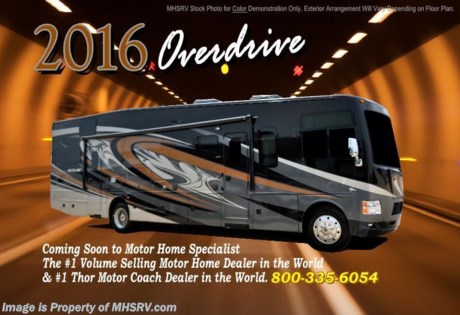 /SOLD - 7/16/15- TX
Family Owned &amp; Operated and the #1 Volume Selling Motor Home Dealer in the World as well as the #1 Thor Motor Coach Dealer in the World. &lt;object width=&quot;400&quot; height=&quot;300&quot;&gt;&lt;param name=&quot;movie&quot; value=&quot;http://www.youtube.com/v/fBpsq4hH-Ws?version=3&amp;amp;hl=en_US&quot;&gt;&lt;/param&gt;&lt;param name=&quot;allowFullScreen&quot; value=&quot;true&quot;&gt;&lt;/param&gt;&lt;param name=&quot;allowscriptaccess&quot; value=&quot;always&quot;&gt;&lt;/param&gt;&lt;embed src=&quot;http://www.youtube.com/v/fBpsq4hH-Ws?version=3&amp;amp;hl=en_US&quot; type=&quot;application/x-shockwave-flash&quot; width=&quot;400&quot; height=&quot;300&quot; allowscriptaccess=&quot;always&quot; allowfullscreen=&quot;true&quot;&gt;&lt;/embed&gt;&lt;/object&gt;
MSRP $184,186. New 2016 Thor Motor Coach Outlaw Toy Hauler. Model 37RB with 2 slide-out rooms, Ford 26-Series chassis with Triton V-10 engine, frameless windows, high polished aluminum wheels, residential refrigerator, electric rear patio awning, roller shades on the driver &amp; passenger windows, as well as drop down ramp door with spring assist &amp; railing for patio use. This unit measures approximately 38 feet 6 inches in length. Options include the beautiful full body exterior, 2 opposing leatherette sofas in the garage and frameless dual pane windows. The Outlaw toy hauler RV has an incredible list of standard features for 2016 including beautiful wood &amp; interior decor packages, LCD TVs including an exterior entertainment center, large living room LCD TV and LCD TV in the lower bedroom. You will also find (3) A/C units, Bluetooth enable coach radio system with exterior speakers, power patio awing with integrated LED lighting, dual side entrance doors, fueling station, 1-piece windshield, a 5500 Onan generator, 3 camera monitoring system, automatic leveling system, Soft Touch leather furniture, leatherette booth day/night shades and much more. For additional coach information, brochures, window sticker, videos, photos, Outlaw reviews, testimonials as well as additional information about Motor Home Specialist and our manufacturers&#39; please visit us at MHSRV .com or call 800-335-6054. At Motor Home Specialist we DO NOT charge any prep or orientation fees like you will find at other dealerships. All sale prices include a 200 point inspection, interior and exterior wash &amp; detail of vehicle, a thorough coach orientation with an MHS technician, an RV Starter&#39;s kit, a night stay in our delivery park featuring landscaped and covered pads with full hookups and much more. Free airport shuttle available with purchase for out-of-town buyers. WHY PAY MORE?... WHY SETTLE FOR LESS?  