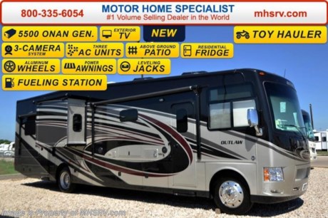 /SOLD 9/28/15 CA
Family Owned &amp; Operated and the #1 Volume Selling Motor Home Dealer in the World as well as the #1 Thor Motor Coach Dealer in the World. &lt;object width=&quot;400&quot; height=&quot;300&quot;&gt;&lt;param name=&quot;movie&quot; value=&quot;http://www.youtube.com/v/fBpsq4hH-Ws?version=3&amp;amp;hl=en_US&quot;&gt;&lt;/param&gt;&lt;param name=&quot;allowFullScreen&quot; value=&quot;true&quot;&gt;&lt;/param&gt;&lt;param name=&quot;allowscriptaccess&quot; value=&quot;always&quot;&gt;&lt;/param&gt;&lt;embed src=&quot;http://www.youtube.com/v/fBpsq4hH-Ws?version=3&amp;amp;hl=en_US&quot; type=&quot;application/x-shockwave-flash&quot; width=&quot;400&quot; height=&quot;300&quot; allowscriptaccess=&quot;always&quot; allowfullscreen=&quot;true&quot;&gt;&lt;/embed&gt;&lt;/object&gt;
MSRP $184,186. New 2016 Thor Motor Coach Outlaw Toy Hauler. Model 37RB with 2 slide-out rooms, Ford 26-Series chassis with Triton V-10 engine, frameless windows, high polished aluminum wheels, residential refrigerator, electric rear patio awning, roller shades on the driver &amp; passenger windows, as well as drop down ramp door with spring assist &amp; railing for patio use. This unit measures approximately 38 feet 6 inches in length. Options include the beautiful full body exterior, 2 opposing leatherette sofas in the garage and frameless dual pane windows. The Outlaw toy hauler RV has an incredible list of standard features for 2016 including beautiful wood &amp; interior decor packages, LCD TVs including an exterior entertainment center, large living room LCD TV and LCD TV in the lower bedroom. You will also find (3) A/C units, Bluetooth enable coach radio system with exterior speakers, power patio awing with integrated LED lighting, dual side entrance doors, fueling station, 1-piece windshield, a 5500 Onan generator, 3 camera monitoring system, automatic leveling system, Soft Touch leather furniture, leatherette booth day/night shades and much more. For additional coach information, brochures, window sticker, videos, photos, Outlaw reviews, testimonials as well as additional information about Motor Home Specialist and our manufacturers&#39; please visit us at MHSRV .com or call 800-335-6054. At Motor Home Specialist we DO NOT charge any prep or orientation fees like you will find at other dealerships. All sale prices include a 200 point inspection, interior and exterior wash &amp; detail of vehicle, a thorough coach orientation with an MHS technician, an RV Starter&#39;s kit, a night stay in our delivery park featuring landscaped and covered pads with full hookups and much more. Free airport shuttle available with purchase for out-of-town buyers. WHY PAY MORE?... WHY SETTLE FOR LESS?  