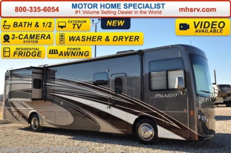 /TX 5-18-16 &lt;a href=&quot;http://www.mhsrv.com/thor-motor-coach/&quot;&gt;&lt;img src=&quot;http://www.mhsrv.com/images/sold-thor.jpg&quot; width=&quot;383&quot; height=&quot;141&quot; border=&quot;0&quot;/&gt;&lt;/a&gt;
Family Owned &amp; Operated and the #1 Volume Selling Motor Home Dealer in the World as well as the #1 Thor Motor Coach Dealer in the World.  &lt;object width=&quot;400&quot; height=&quot;300&quot;&gt;&lt;param name=&quot;movie&quot; value=&quot;http://www.youtube.com/v/fBpsq4hH-Ws?version=3&amp;amp;hl=en_US&quot;&gt;&lt;/param&gt;&lt;param name=&quot;allowFullScreen&quot; value=&quot;true&quot;&gt;&lt;/param&gt;&lt;param name=&quot;allowscriptaccess&quot; value=&quot;always&quot;&gt;&lt;/param&gt;&lt;embed src=&quot;http://www.youtube.com/v/fBpsq4hH-Ws?version=3&amp;amp;hl=en_US&quot; type=&quot;application/x-shockwave-flash&quot; width=&quot;400&quot; height=&quot;300&quot; allowscriptaccess=&quot;always&quot; allowfullscreen=&quot;true&quot;&gt;&lt;/embed&gt;&lt;/object&gt;   MSRP $224,250. The New 2016 Thor Motor Coach Palazzo Diesel Pusher. Model 36.1 Bath &amp; 1/2. This Diesel Pusher RV features (2) slide-out rooms including a driver&#39;s side full wall slide, bath &amp; 1/2, Dream Dinette, exterior LED TV, invisible front paint protection &amp; front electric drop-down overhead bunk. The 2016 Palazzo also features a 340 HP Cummins diesel engine with 700 lbs. of torque, Freightliner XC chassis, 6000 Onan diesel generator with AGS, solid surface counters, power driver&#39;s seat, inverter, LCD TV/DVD, residential refrigerator, solid surface countertops, (2) ducted roof A/C units, 3-camera monitoring system, one piece windshield, fiberglass storage compartments, fully automatic hydraulic leveling system, automatic entry step, electric patio awning with integrated LED lighting and much more.  For additional coach information, brochures, window sticker, videos, photos, Palazzo reviews, testimonials as well as additional information about Motor Home Specialist and our manufacturers&#39; please visit us at MHSRV .com or call 800-335-6054. At Motor Home Specialist we DO NOT charge any prep or orientation fees like you will find at other dealerships. All sale prices include a 200 point inspection, interior and exterior wash &amp; detail of vehicle, a thorough coach orientation with an MHS technician, an RV Starter&#39;s kit, a night stay in our delivery park featuring landscaped and covered pads with full hook-ups and much more. Free airport shuttle available with purchase for out-of-town buyers. WHY PAY MORE?... WHY SETTLE FOR LESS?  